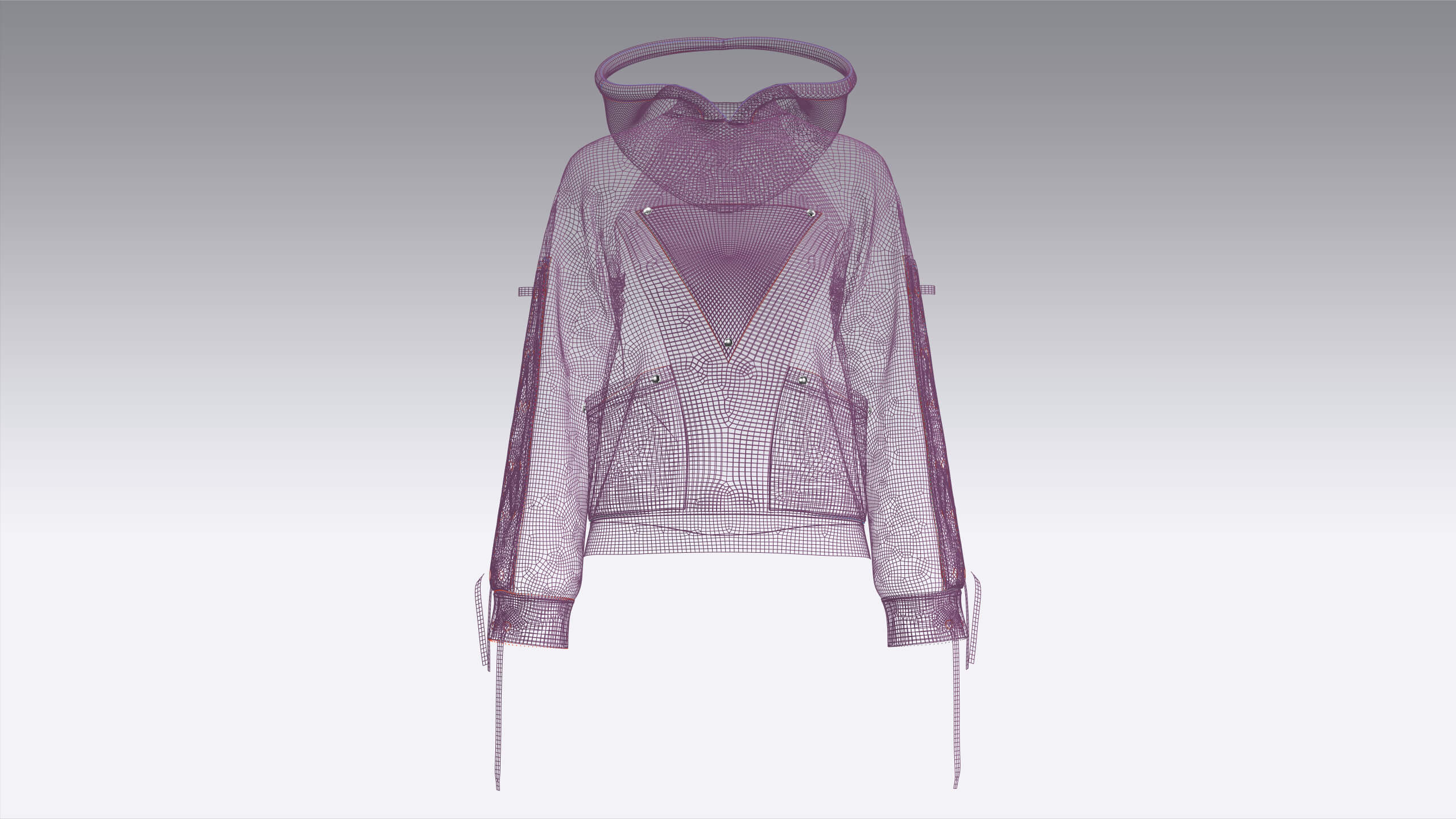 Girls Pullover Hoodie with Lace-Up Long Sleeves 3D Model