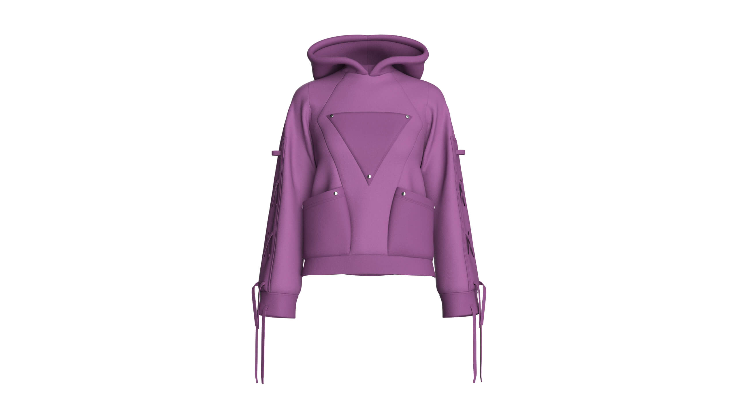 Girls Pullover Hoodie with Lace-Up Long Sleeves 3D Model