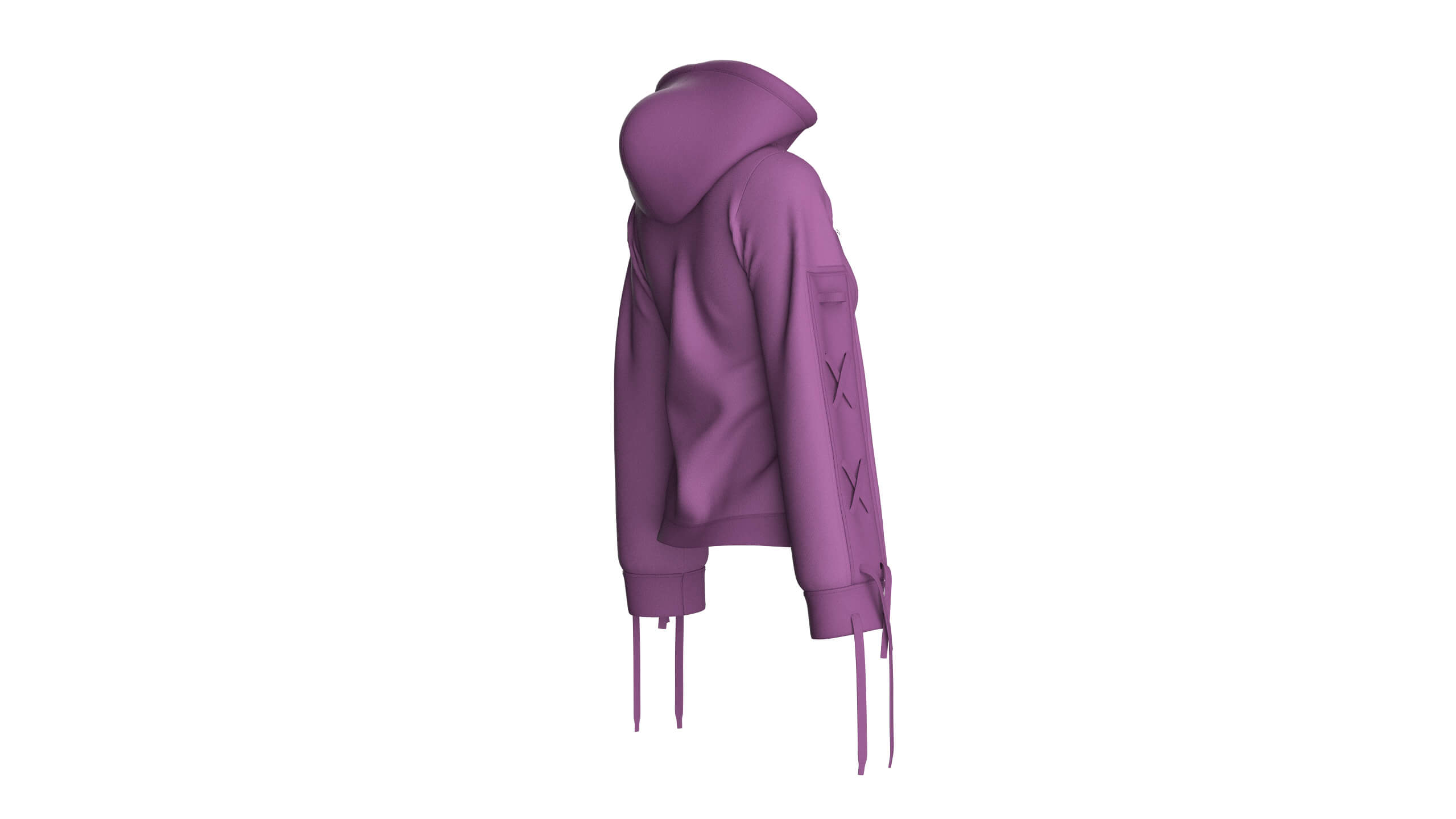 Girls Pullover Hoodie with Lace-Up Long Sleeves 3D Model