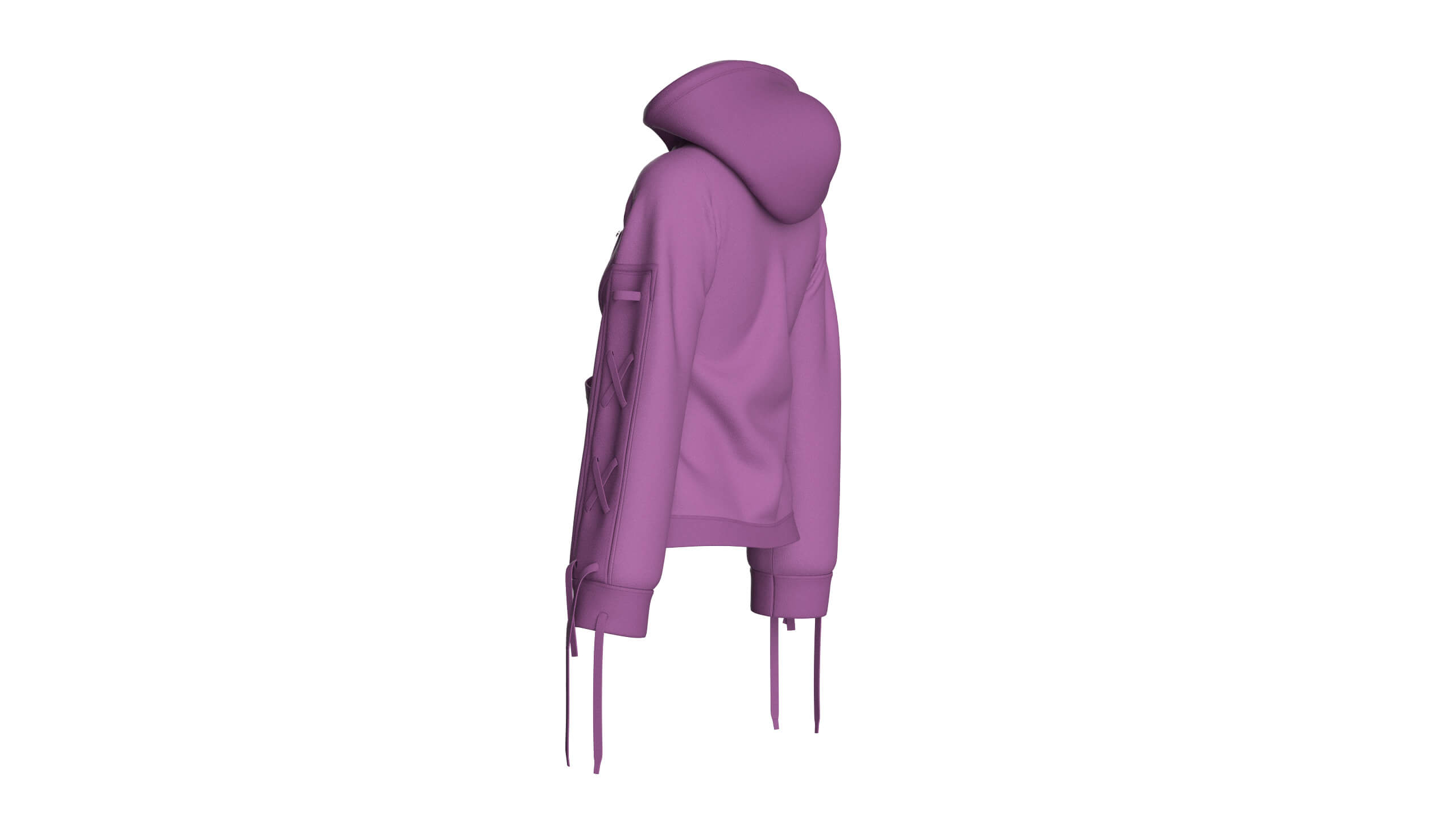 Girls Pullover Hoodie with Lace-Up Long Sleeves 3D Model