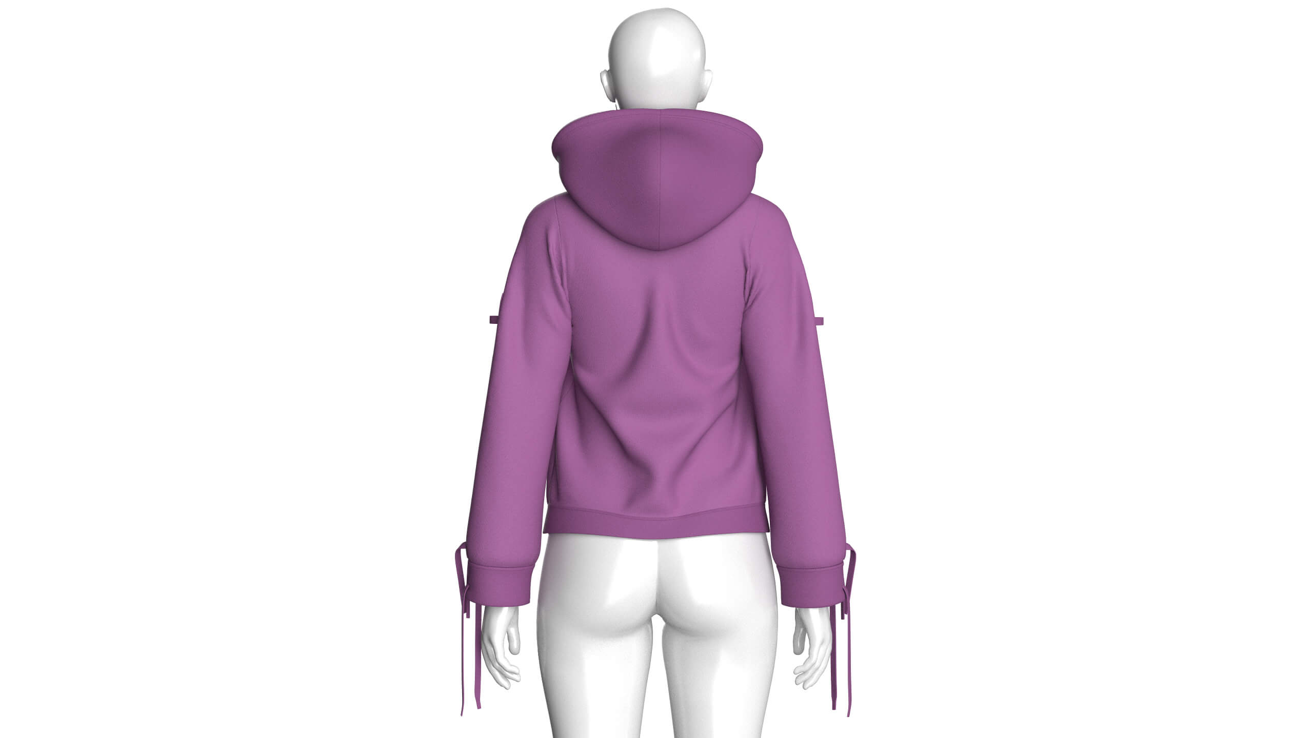Girls Pullover Hoodie with Lace-Up Long Sleeves 3D Model