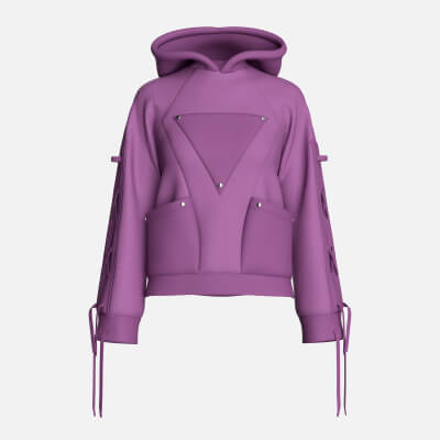 Girls Pullover Hoodie with Lace-Up Long Sleeves