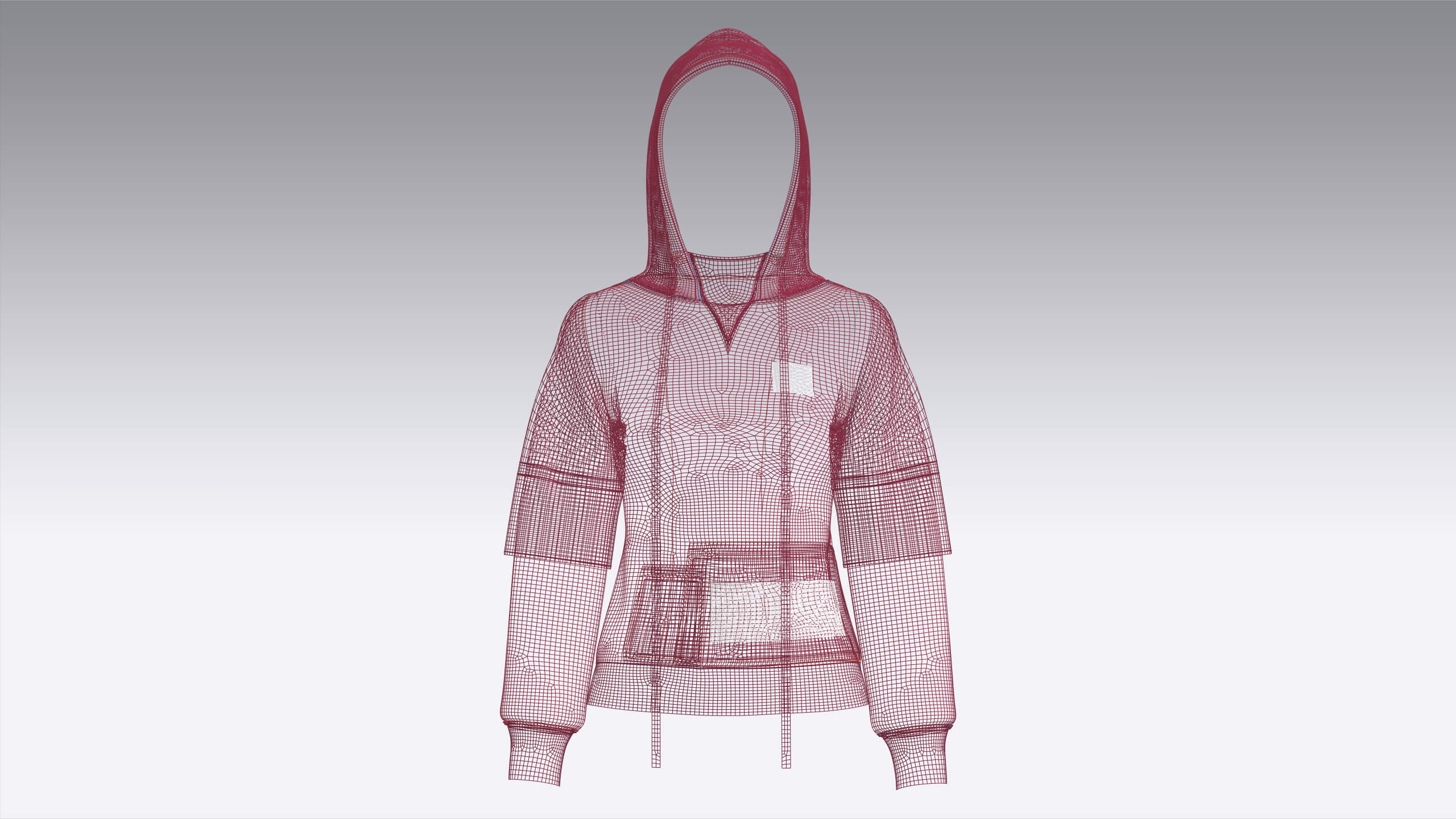 Girls Pullover Hoodie with Layered Sleeves 3D Model