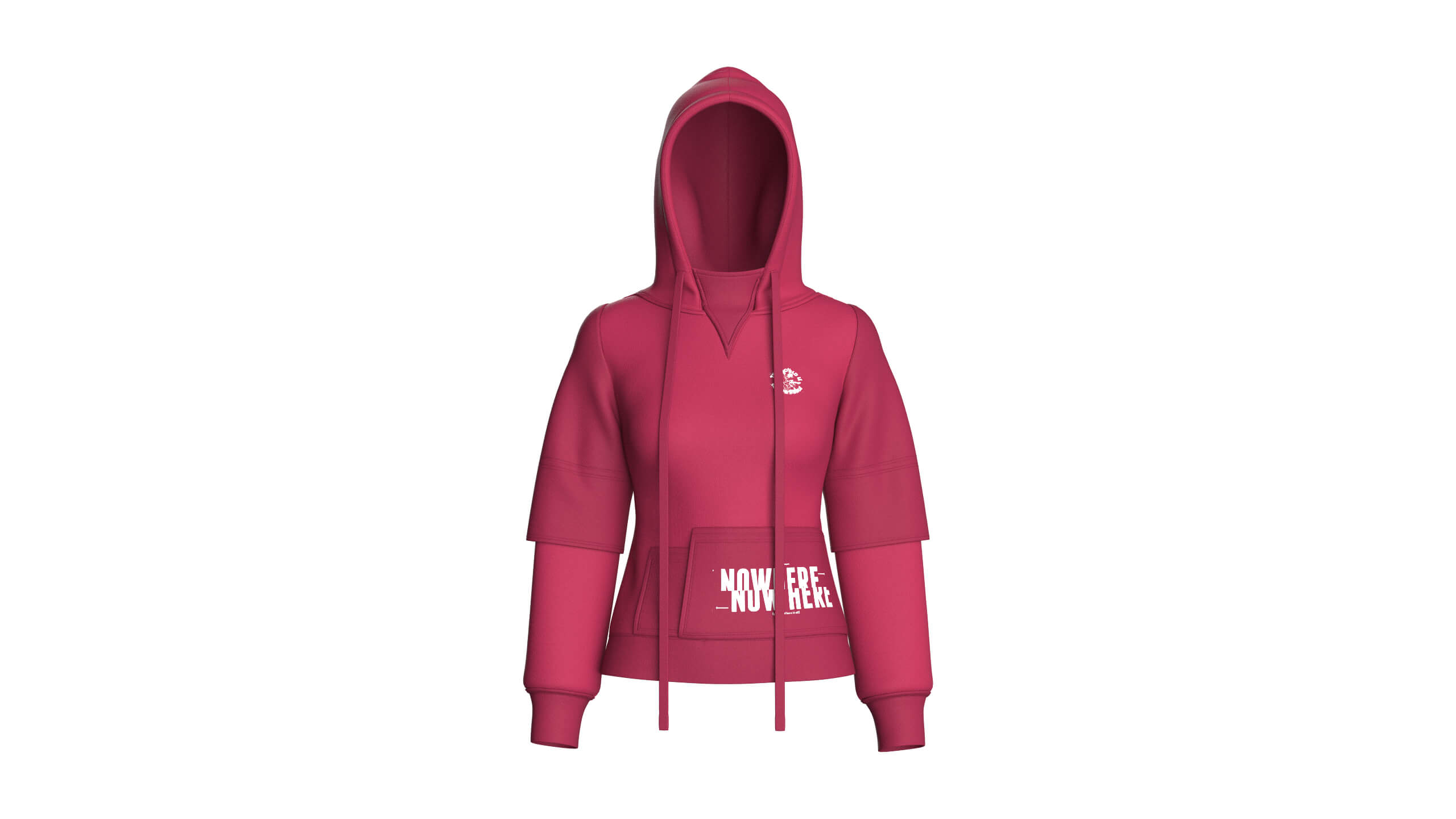 Girls Pullover Hoodie with Layered Sleeves 3D Model