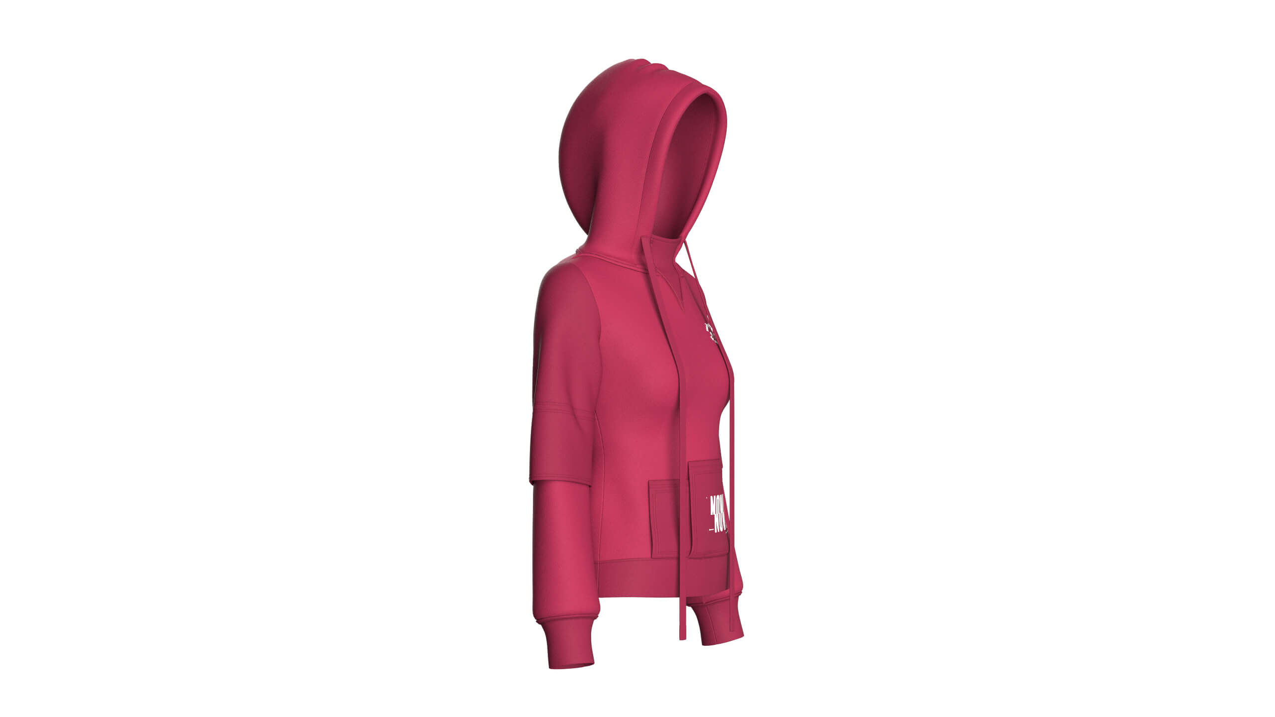 Girls Pullover Hoodie with Layered Sleeves 3D Model