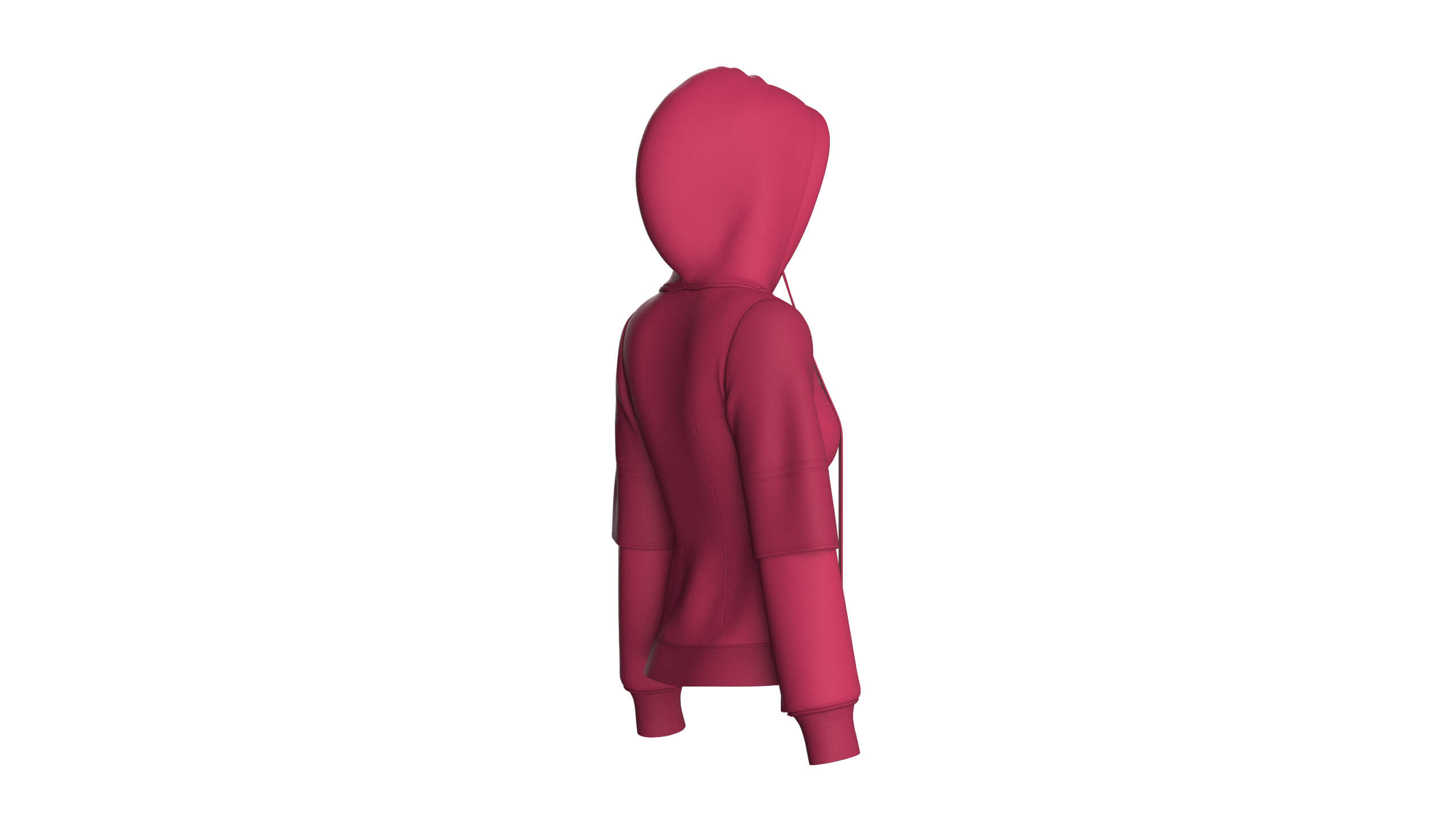 Girls Pullover Hoodie with Layered Sleeves 3D Model