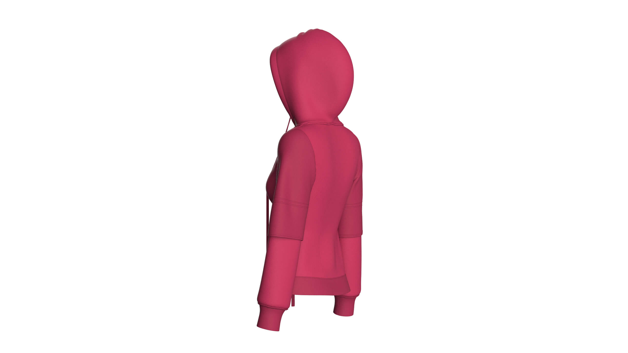 Girls Pullover Hoodie with Layered Sleeves 3D Model