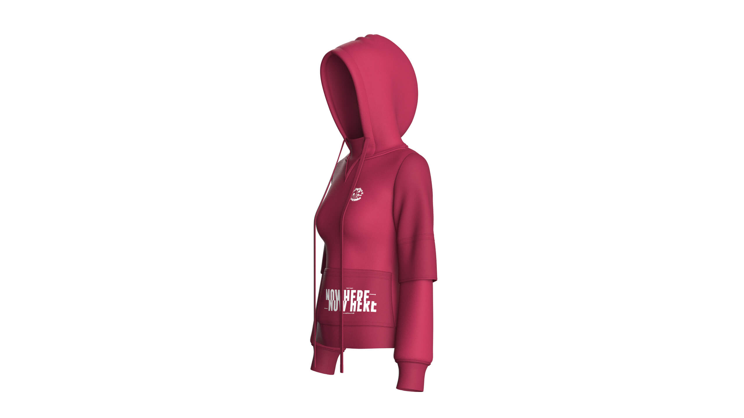 Girls Pullover Hoodie with Layered Sleeves 3D Model