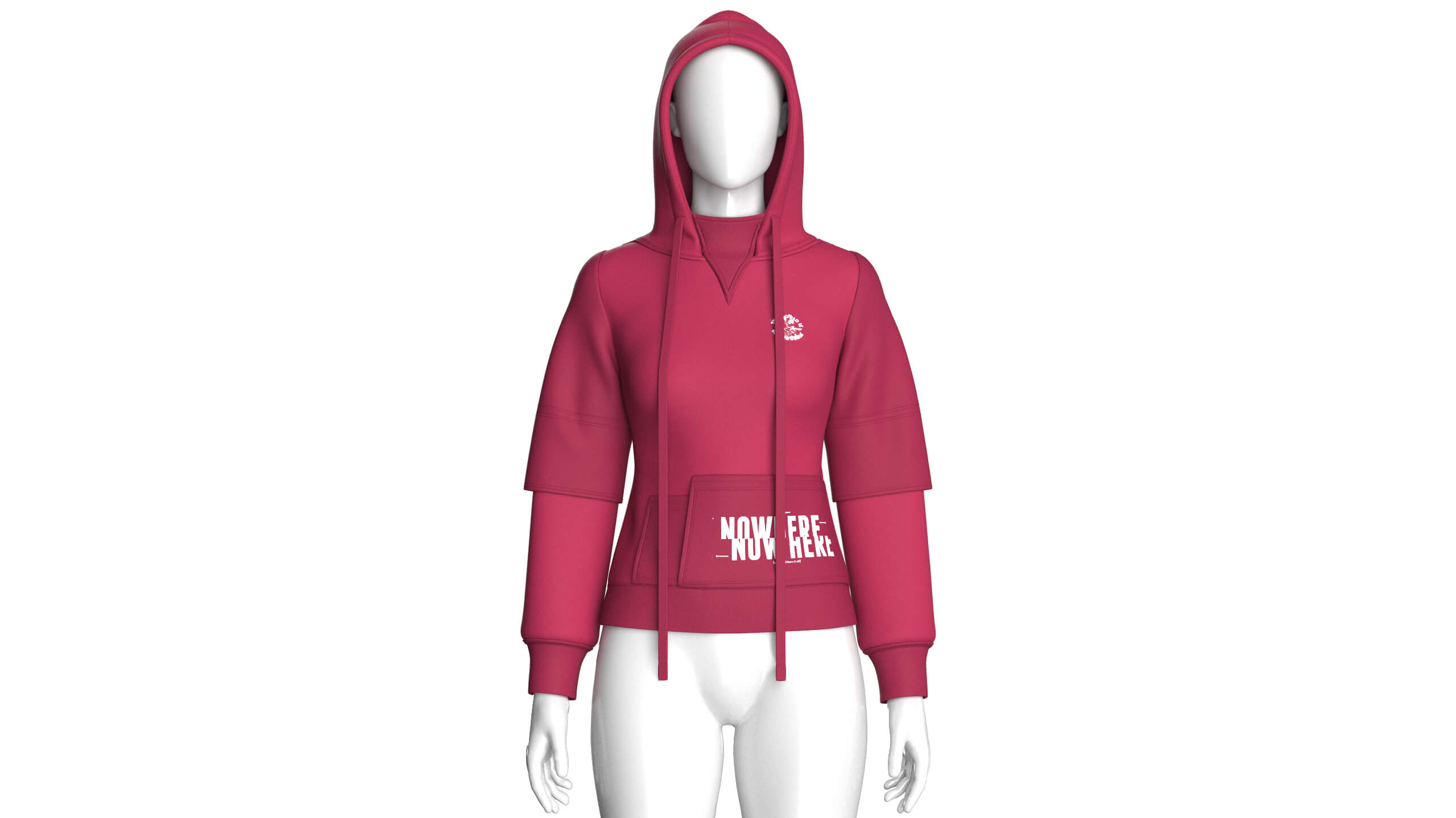 Girls Pullover Hoodie with Layered Sleeves 3D Model