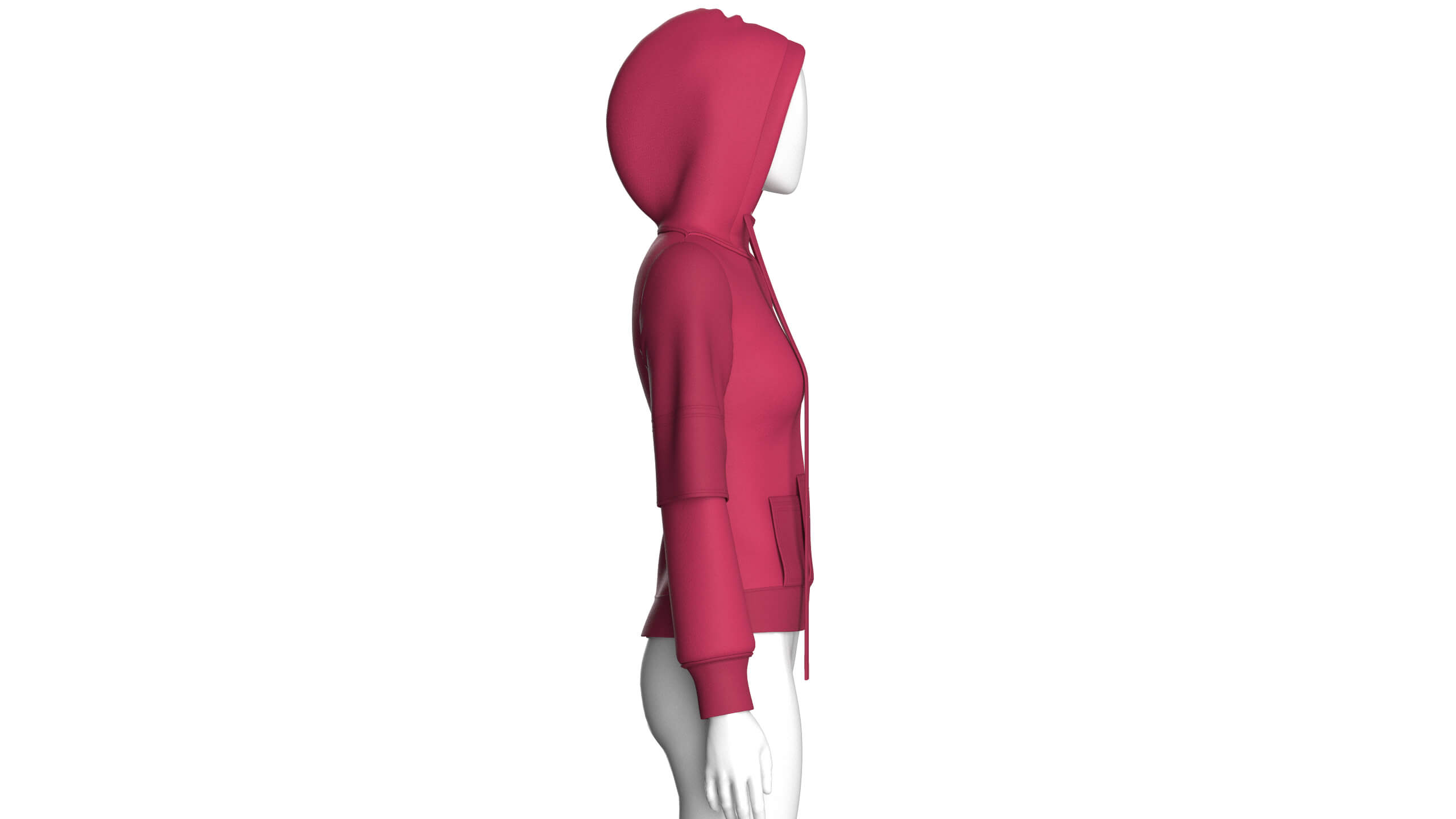 Girls Pullover Hoodie with Layered Sleeves 3D Model