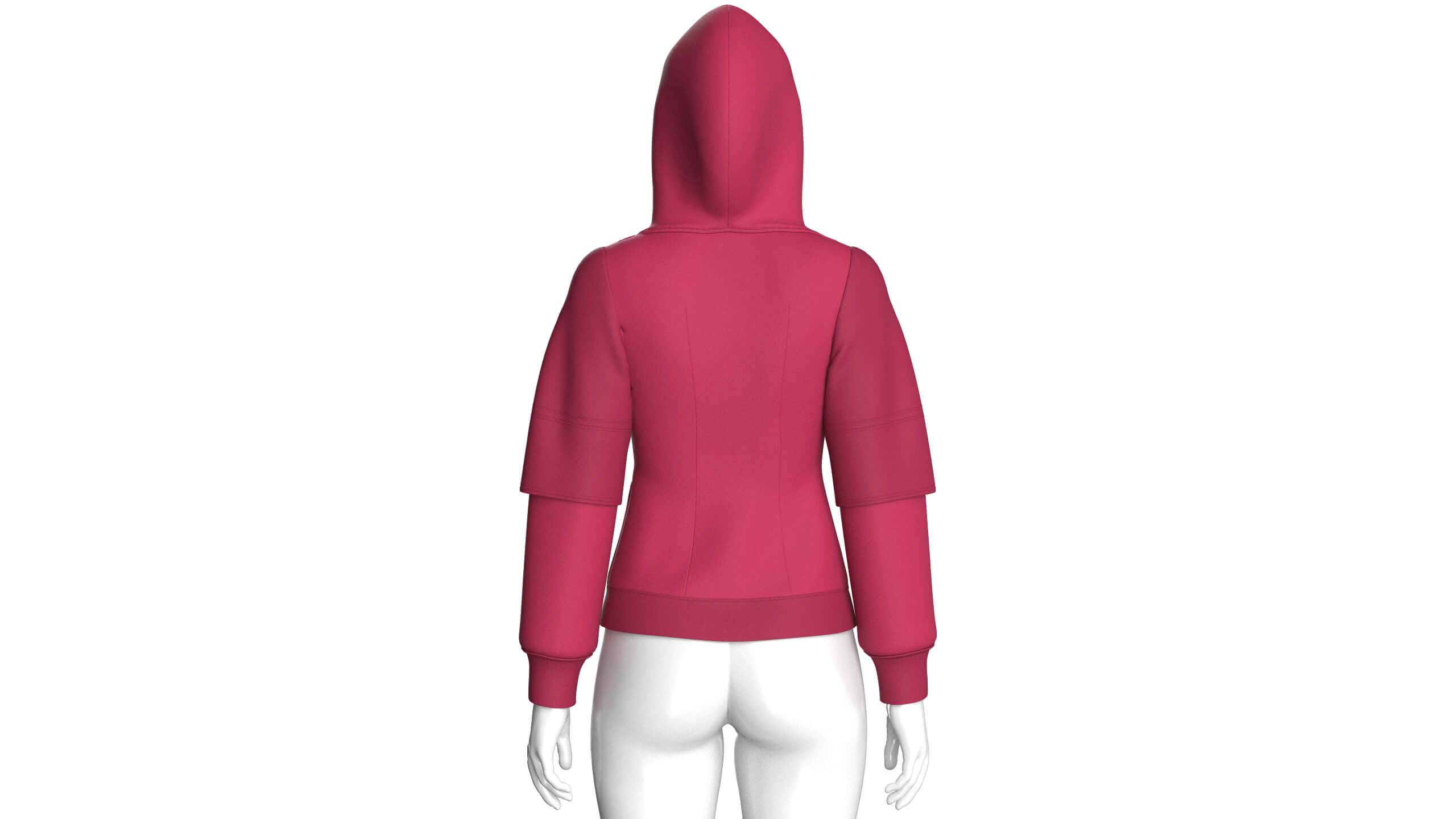 Girls Pullover Hoodie with Layered Sleeves 3D Model
