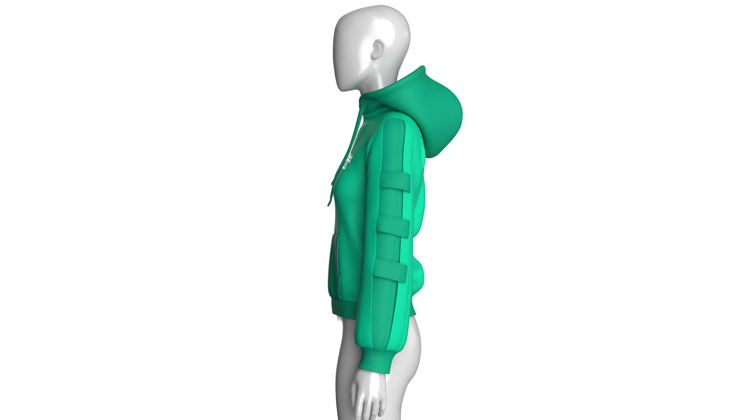 Girls Pullover Hoodie with Side-Tab Sleeves 3D Model