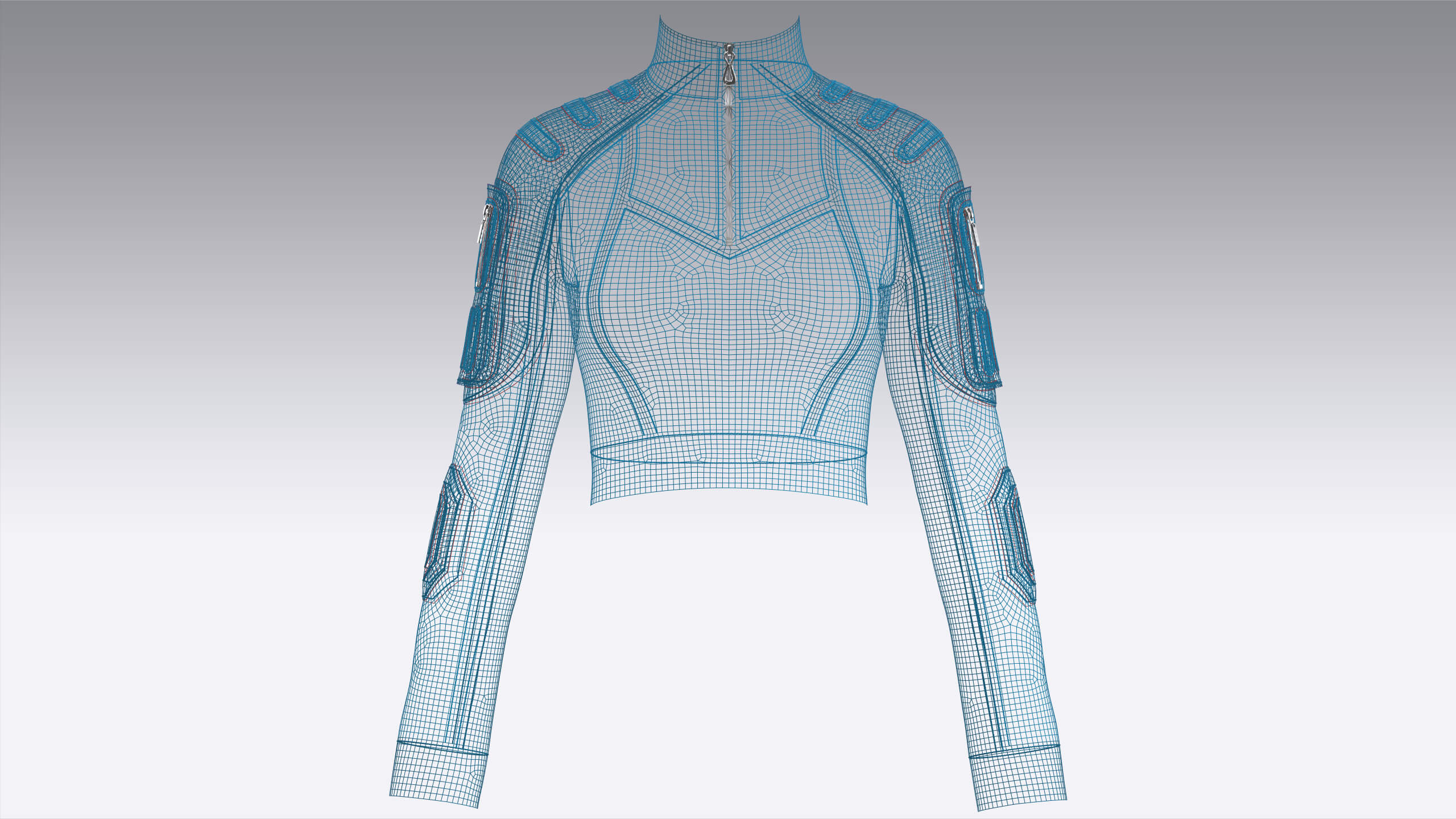 Girls Raglan Sleeve Half-Zip Crop Jacket 3D Model