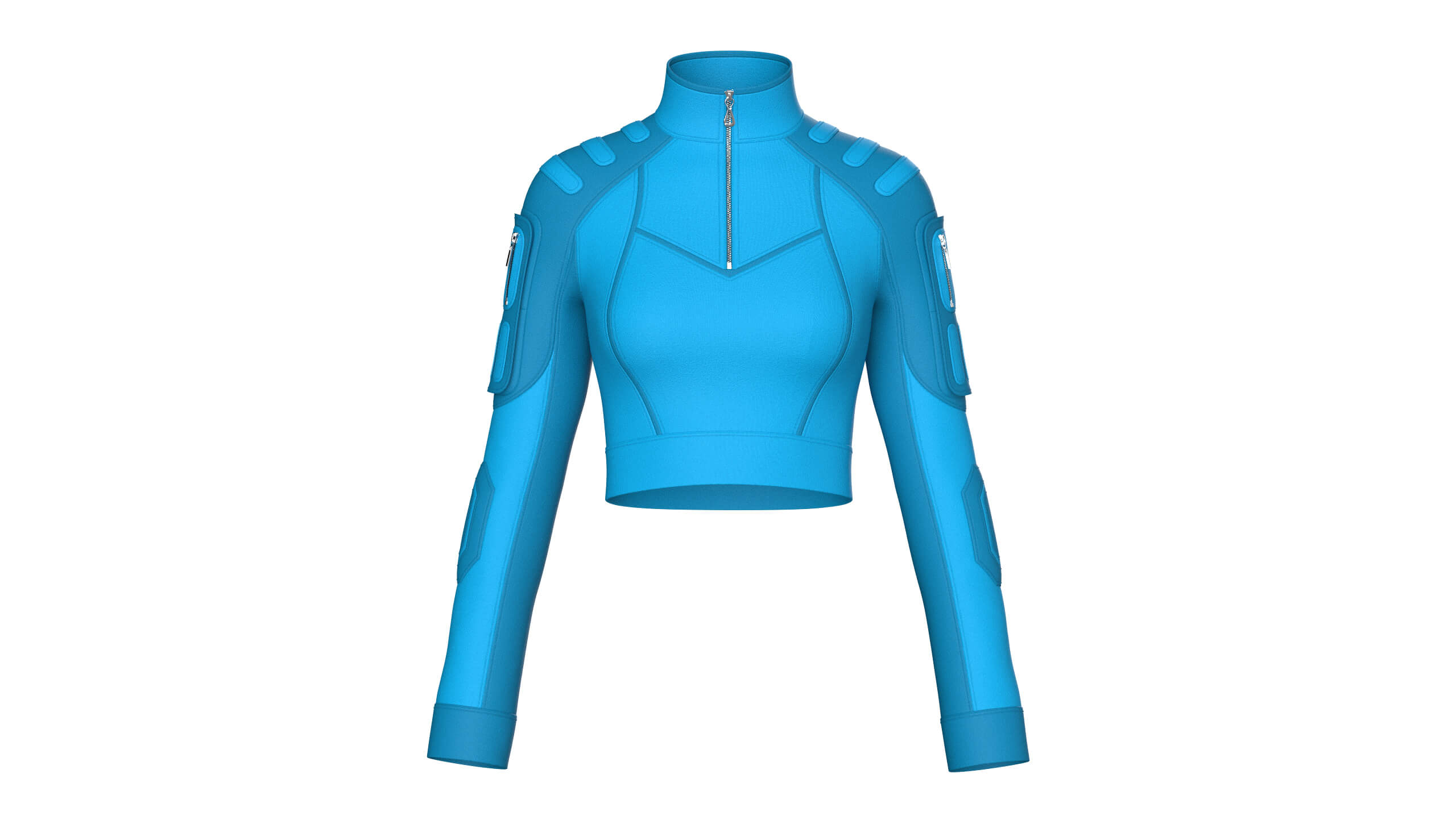 Girls Raglan Sleeve Half-Zip Crop Jacket 3D Model