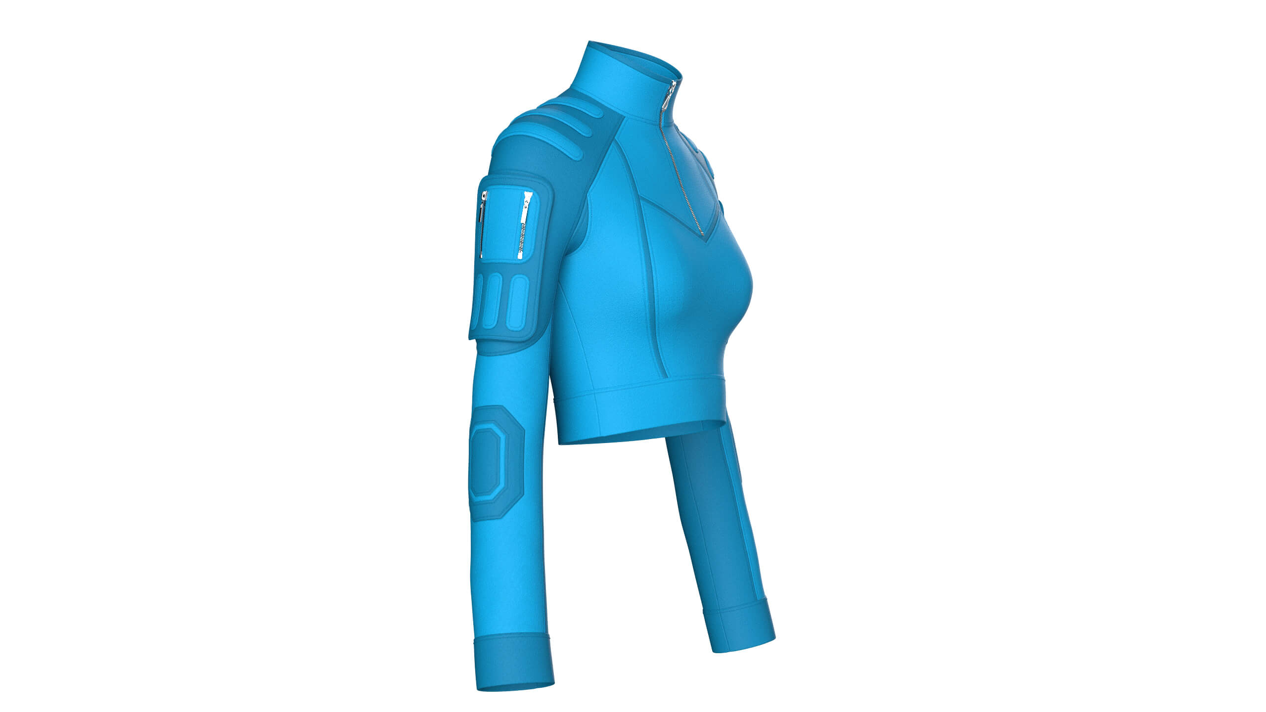 Girls Raglan Sleeve Half-Zip Crop Jacket 3D Model