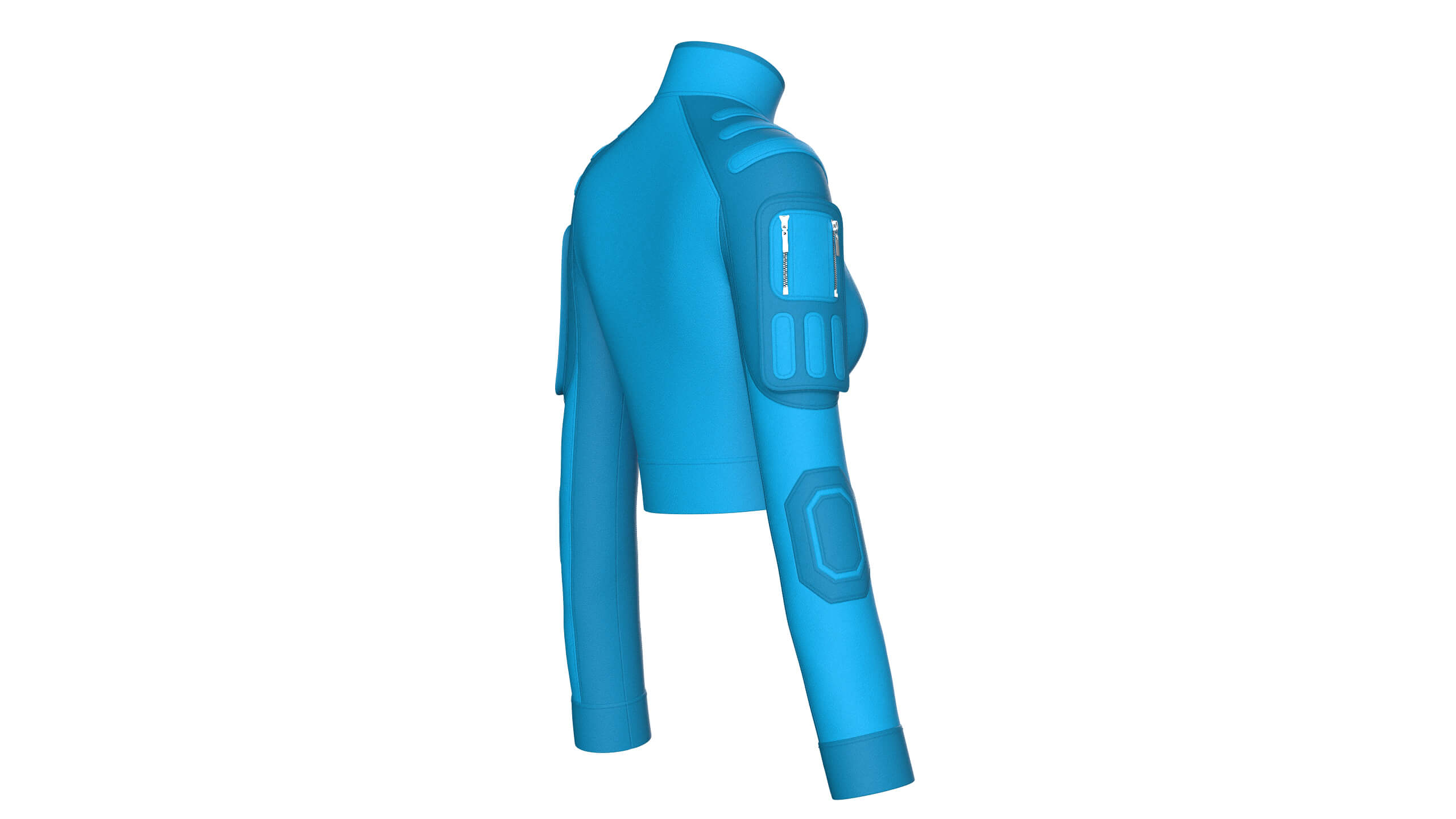 Girls Raglan Sleeve Half-Zip Crop Jacket 3D Model
