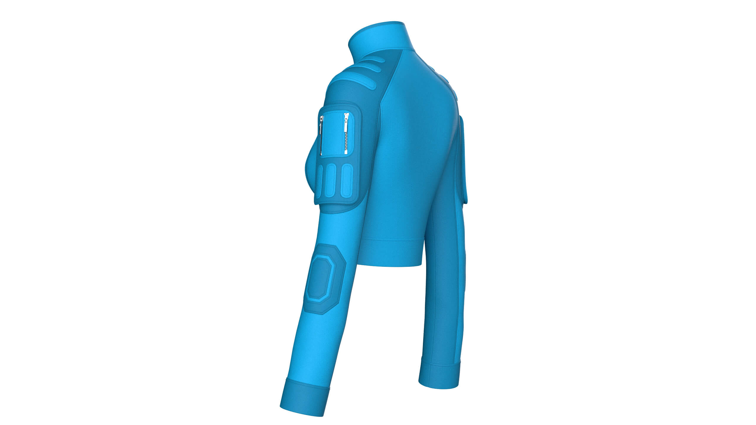 Girls Raglan Sleeve Half-Zip Crop Jacket 3D Model