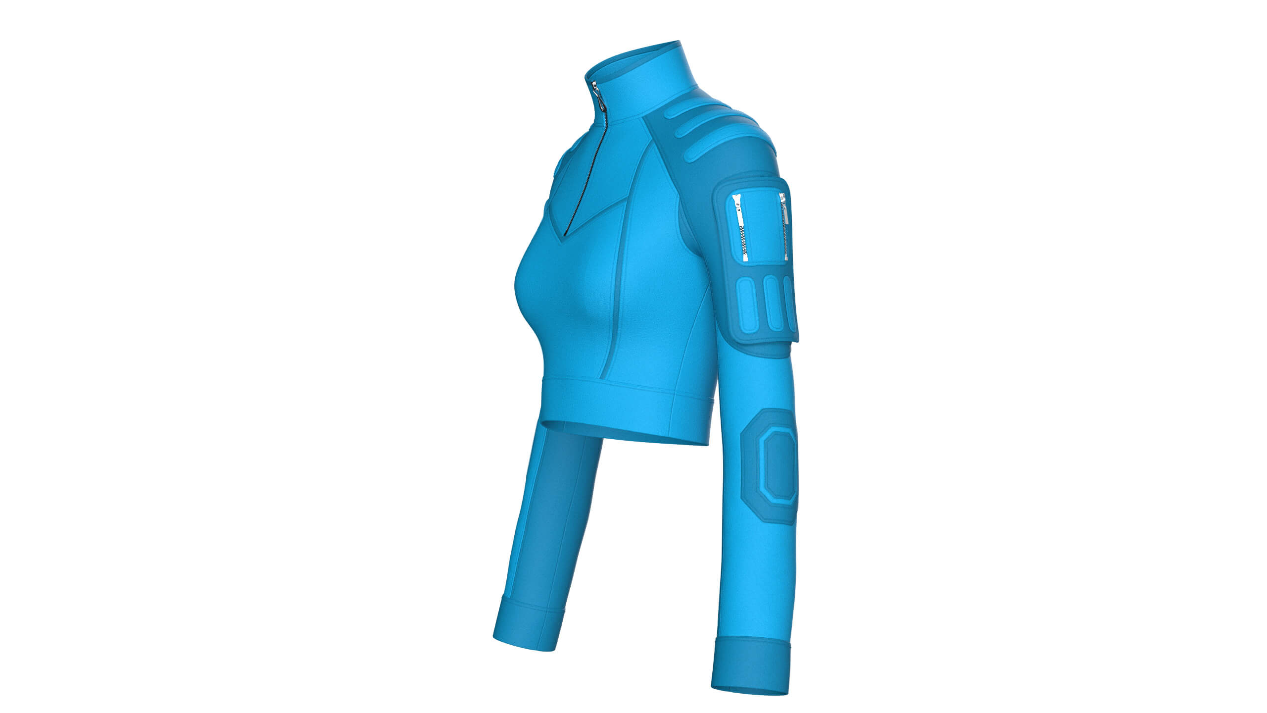 Girls Raglan Sleeve Half-Zip Crop Jacket 3D Model