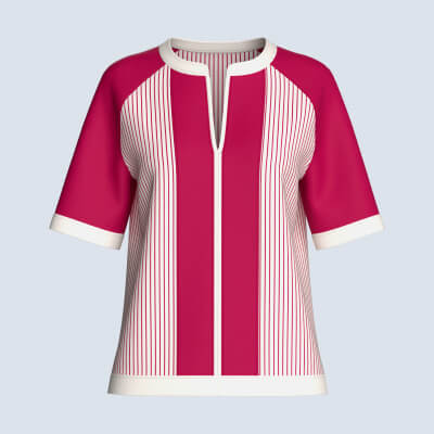 Girls Raglan Split Neck T-Shirt with Striped