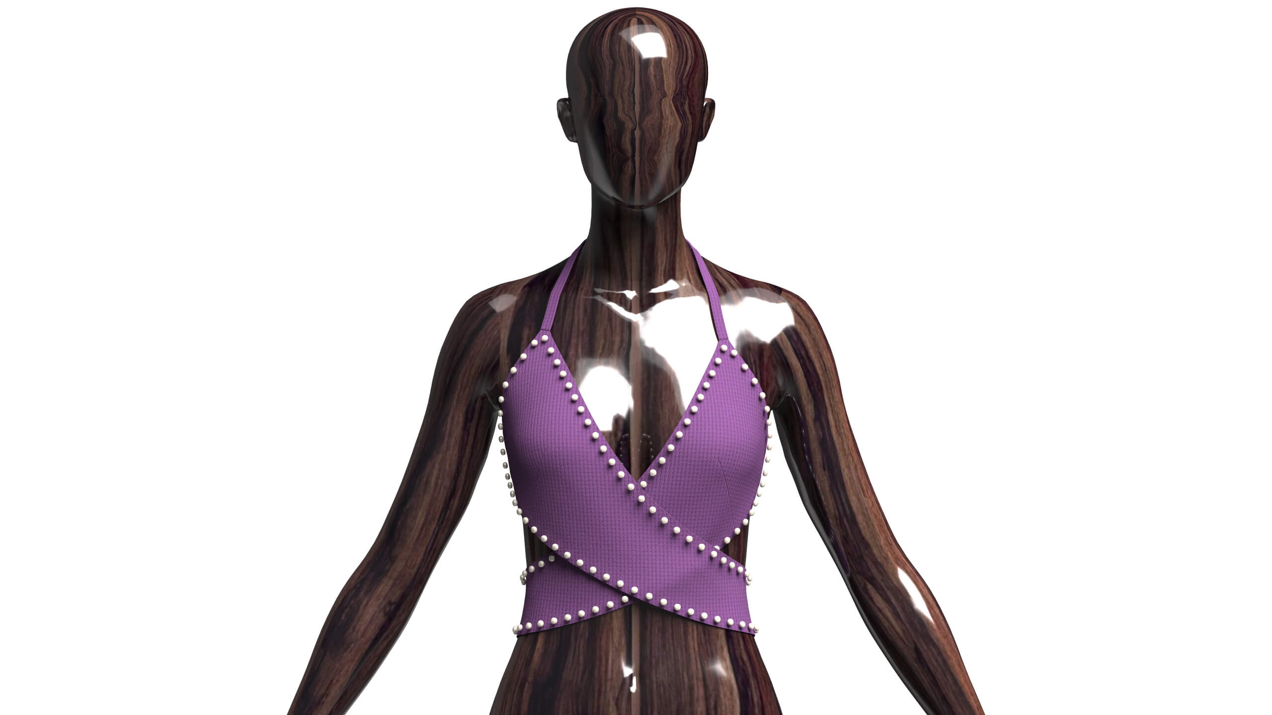 Girls Ribbed Criss-Cross Halter Top 3D Model