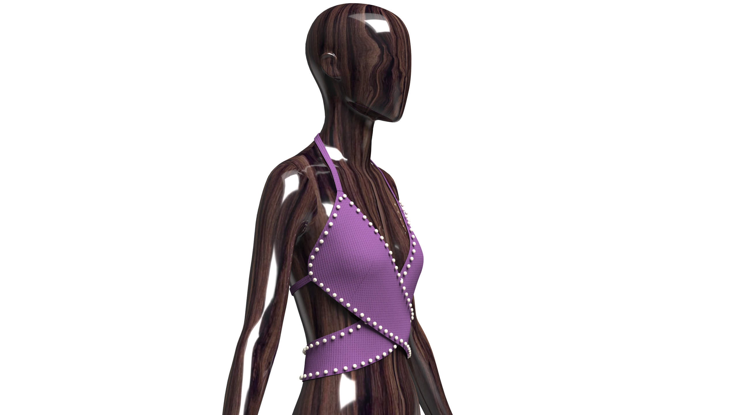 Girls Ribbed Criss-Cross Halter Top 3D Model