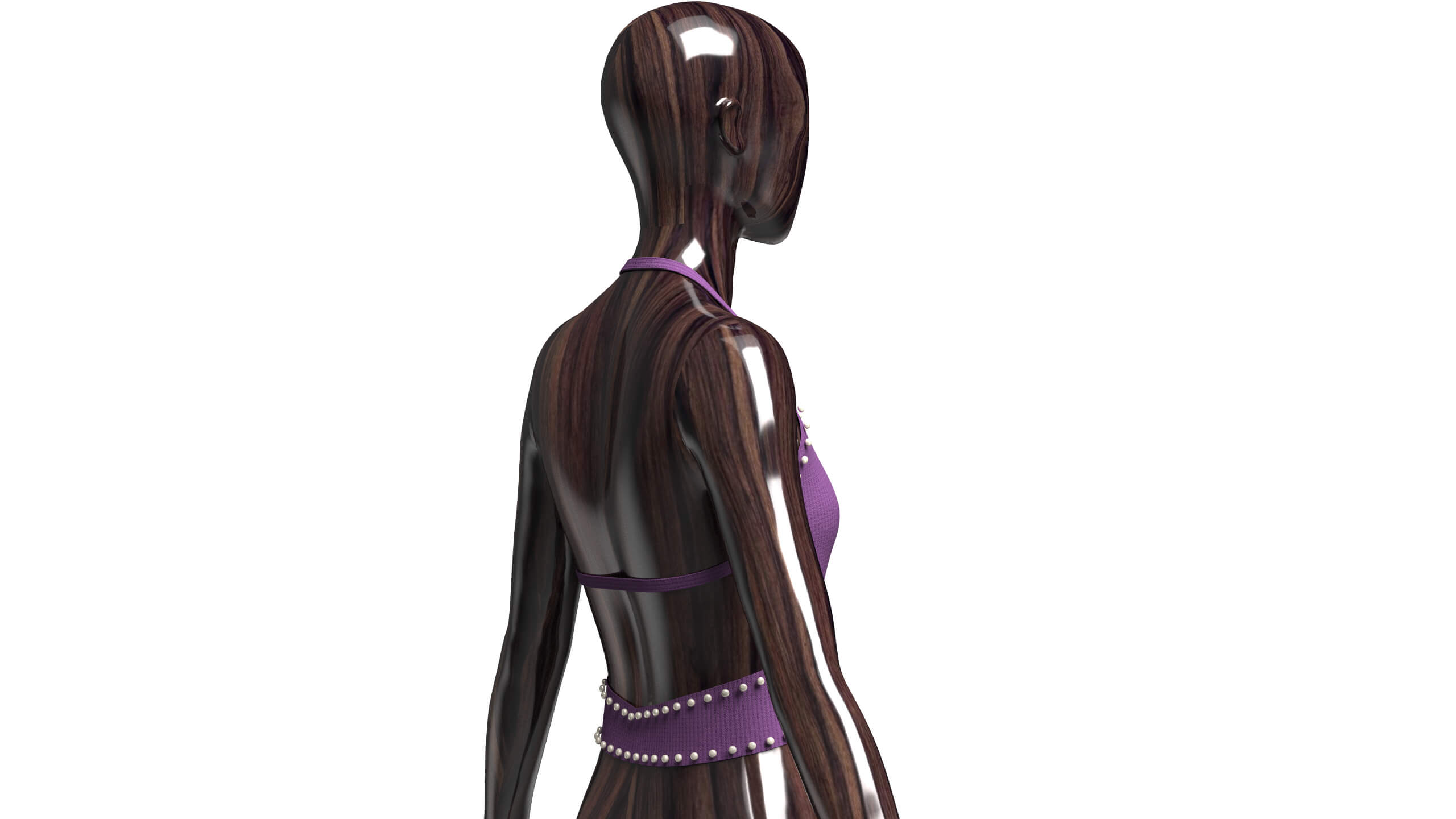 Girls Ribbed Criss-Cross Halter Top 3D Model