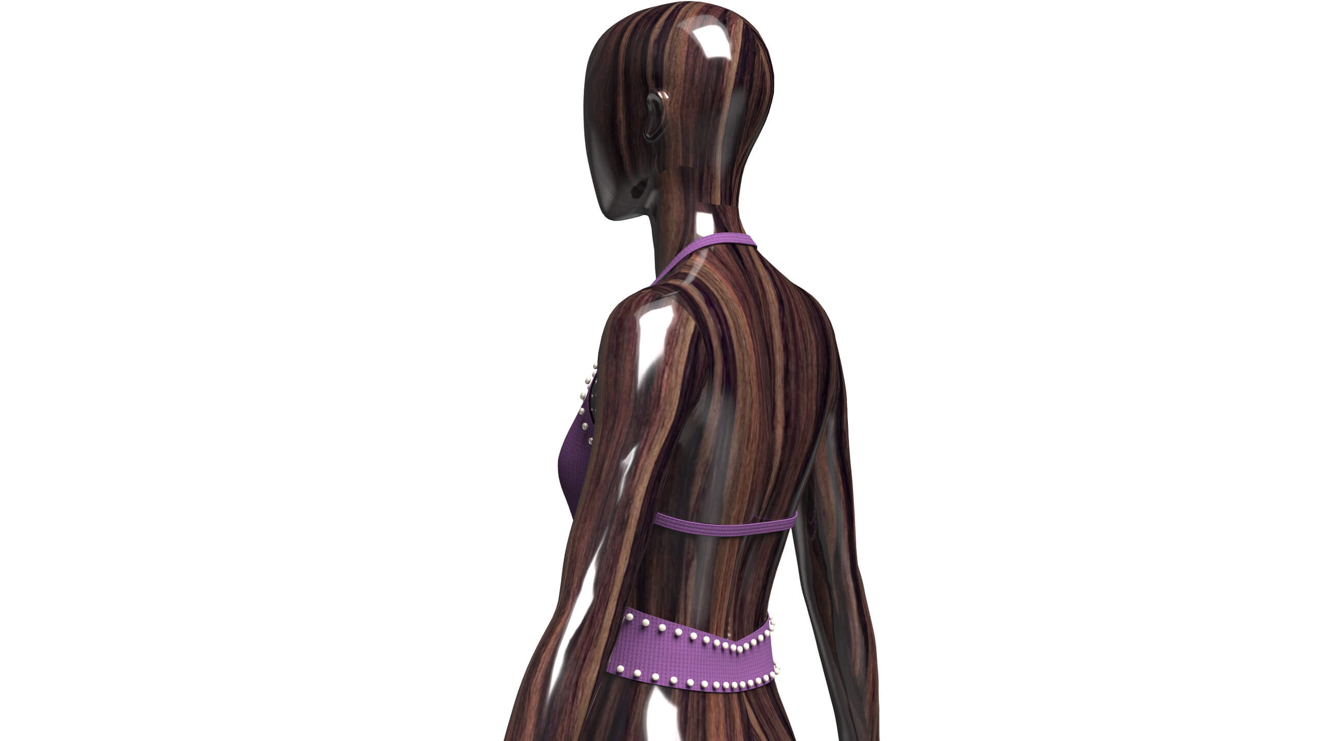 Girls Ribbed Criss-Cross Halter Top 3D Model