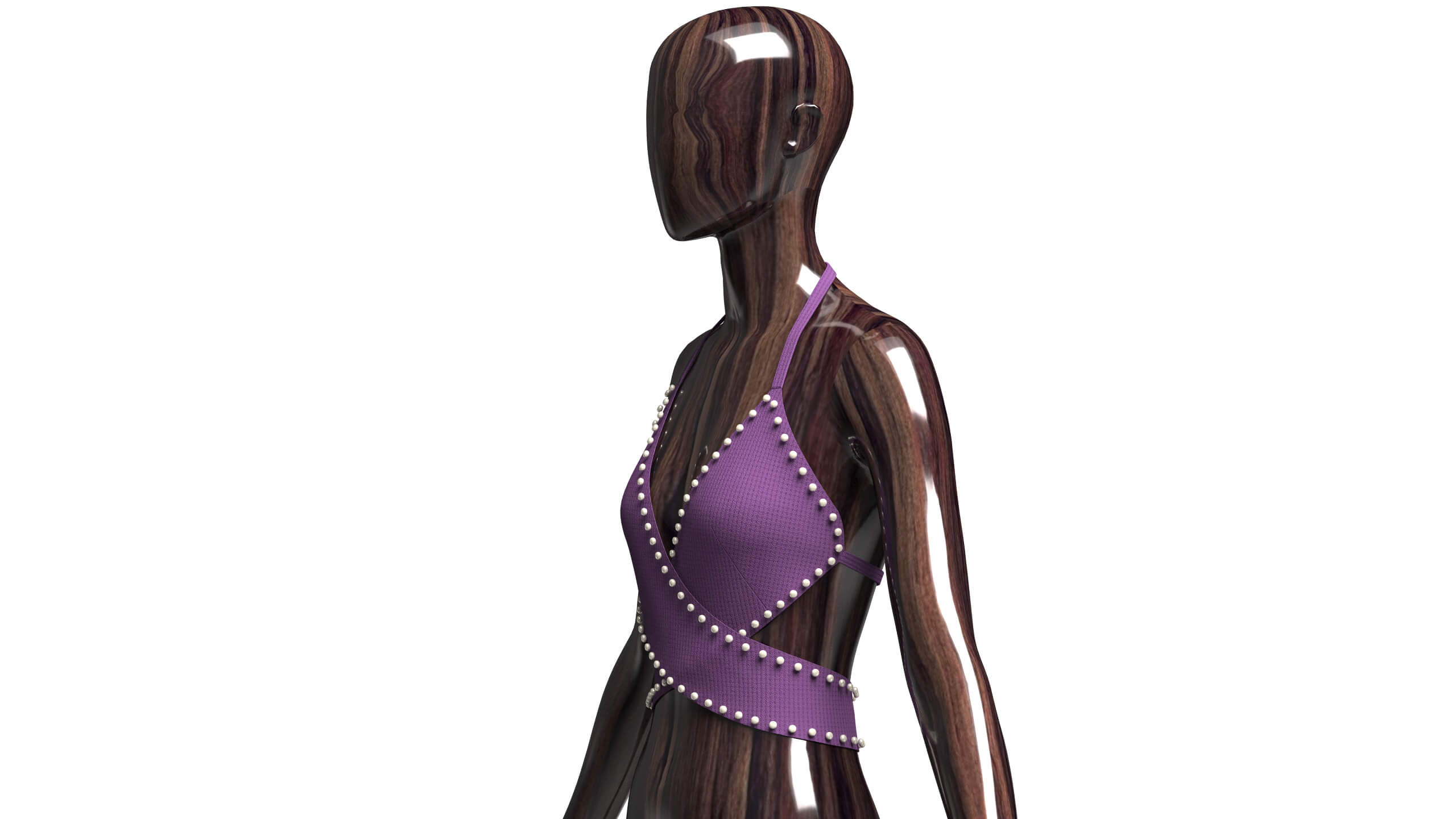 Girls Ribbed Criss-Cross Halter Top 3D Model