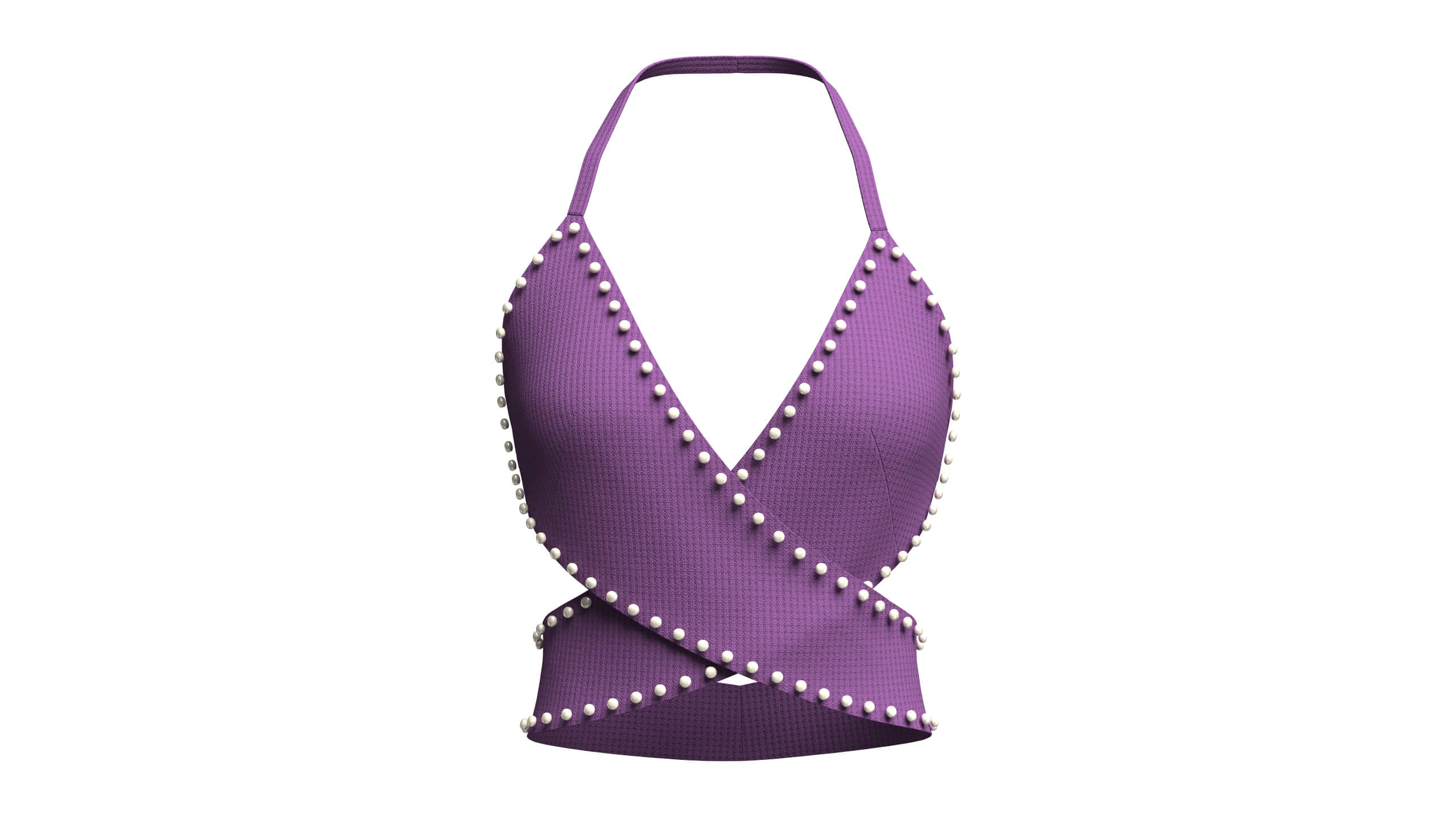 Girls Ribbed Criss-Cross Halter Top 3D Model