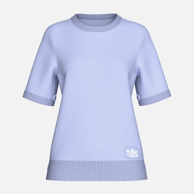 Girls Ribbed Short Sleeve Side Button Slit Sweater