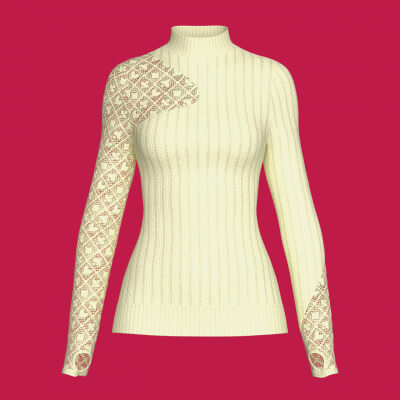 Girls Ribbed Sweater with Lace-Sleeve