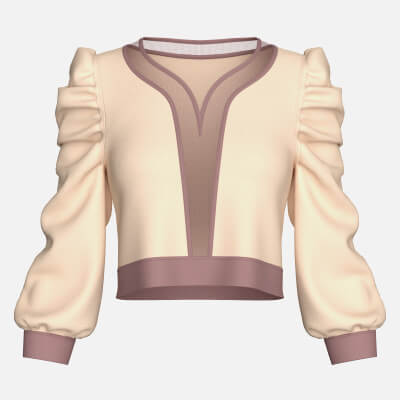 Girls Ruched Puff Sleeve Crop Top with Mesh