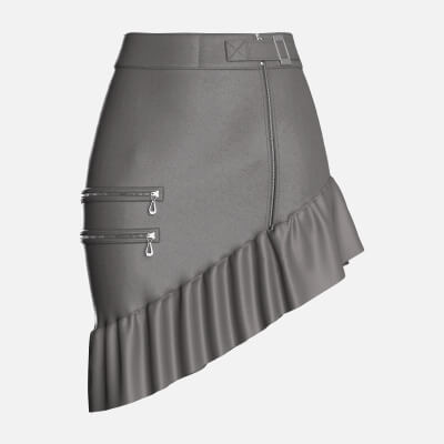 Girls Ruffled-Hem Leather Mini Skirt