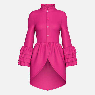 Girls Ruffled Stand Collar High-Low Top