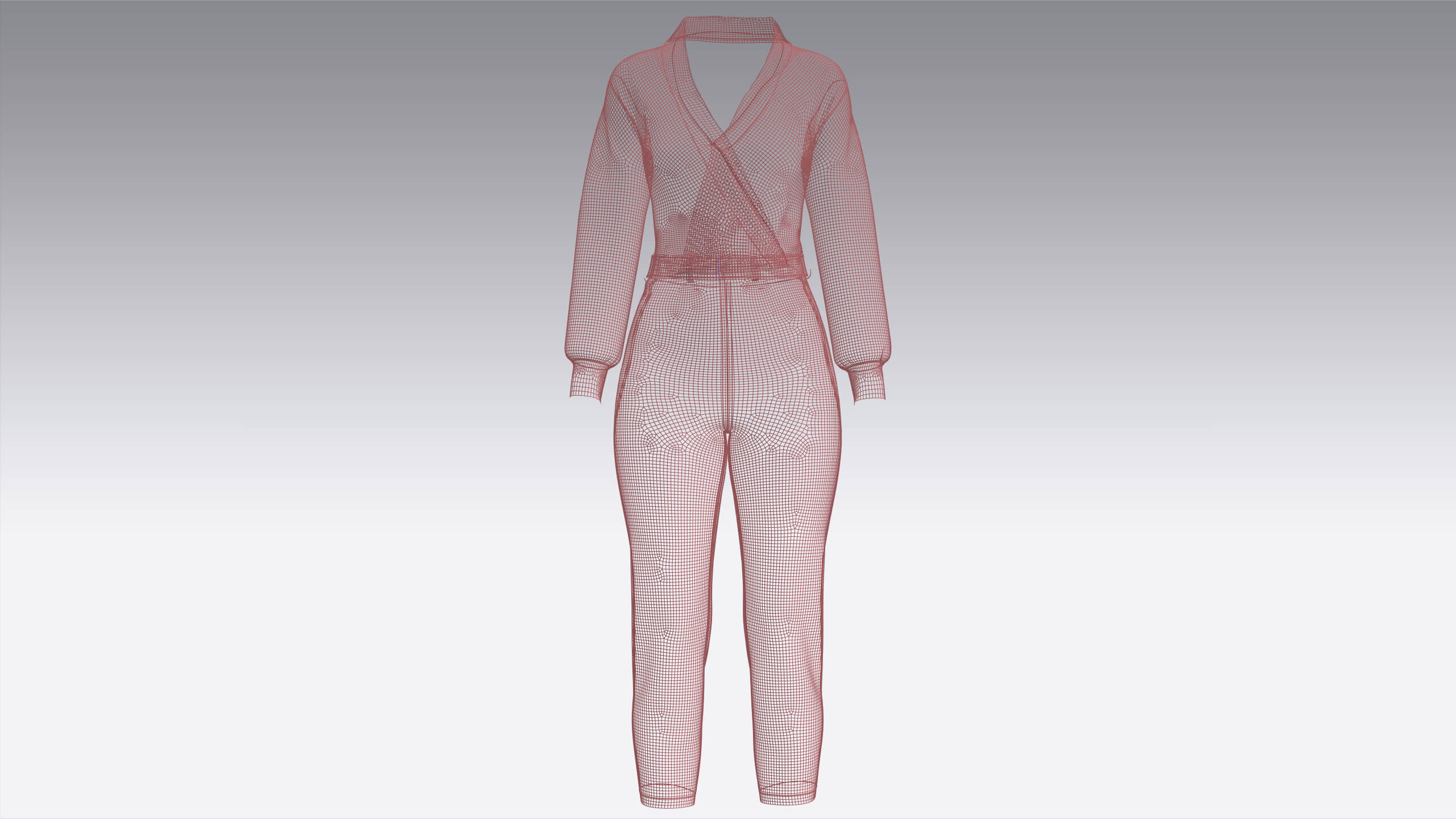 Girls Shawl-Collar Wrap Jumpsuit with Belt 3D Model