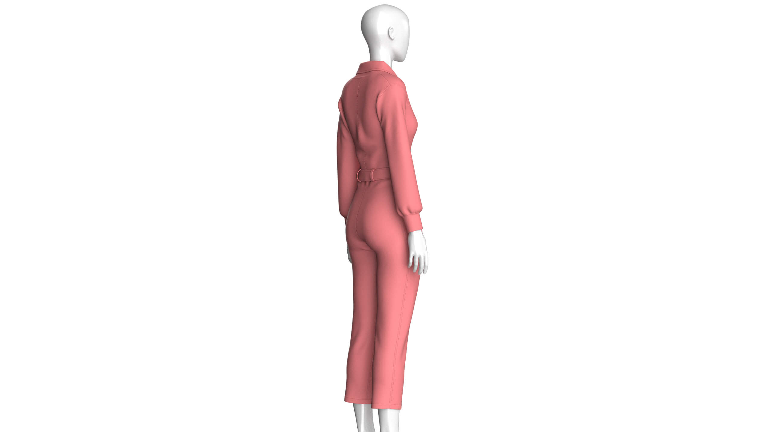 Girls Shawl-Collar Wrap Jumpsuit with Belt 3D Model