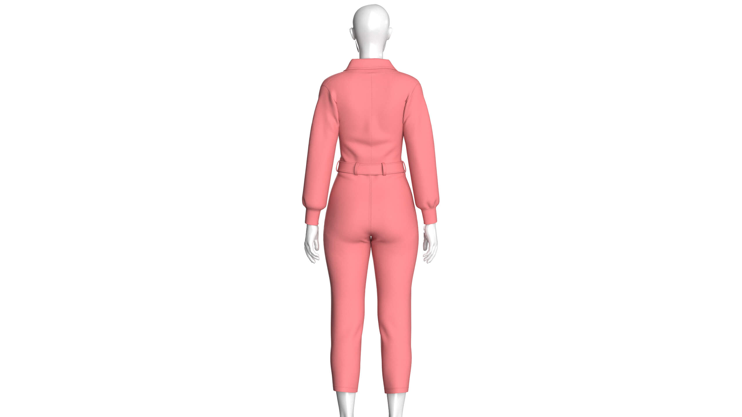Girls Shawl-Collar Wrap Jumpsuit with Belt 3D Model