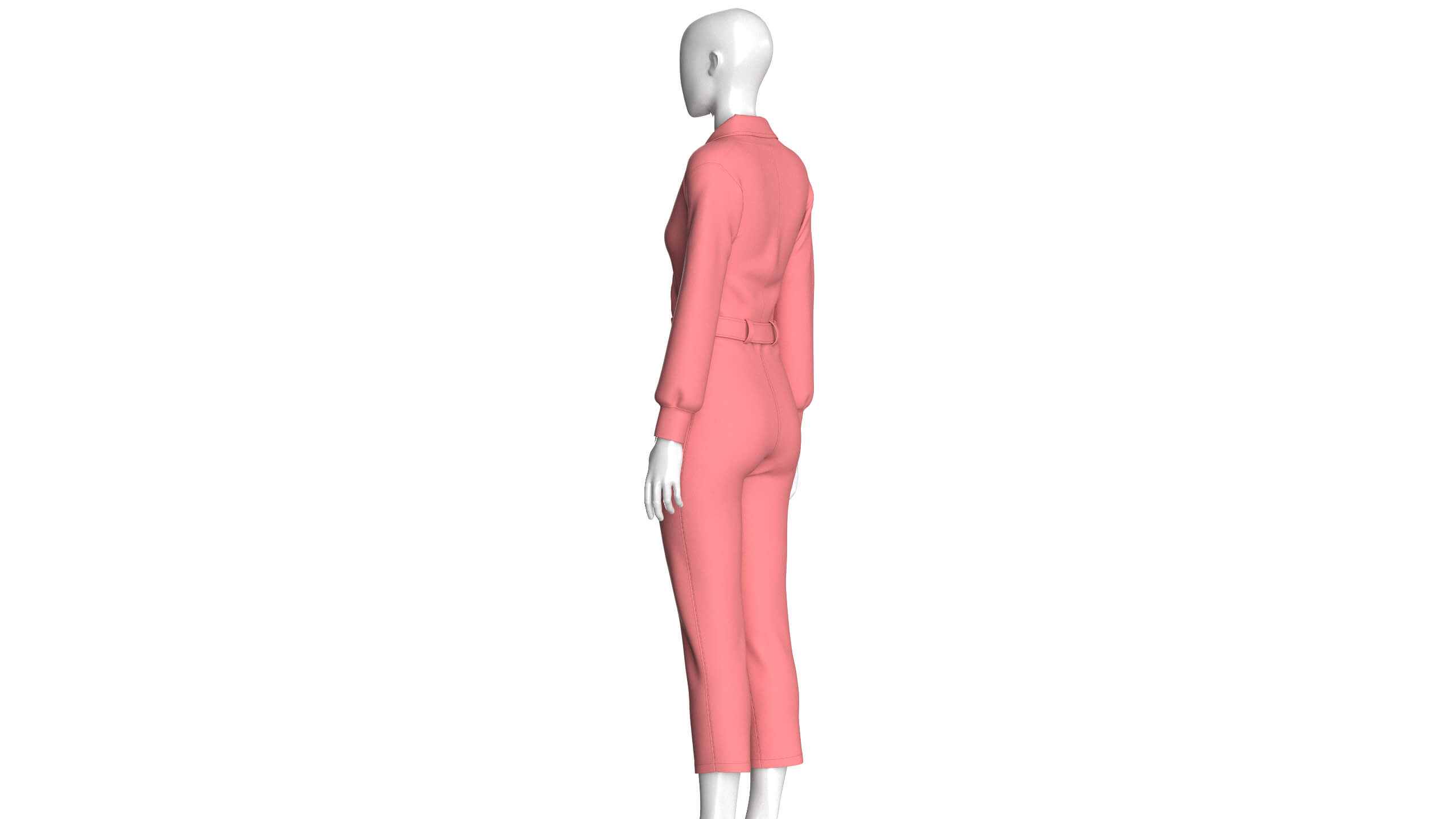 Girls Shawl-Collar Wrap Jumpsuit with Belt 3D Model