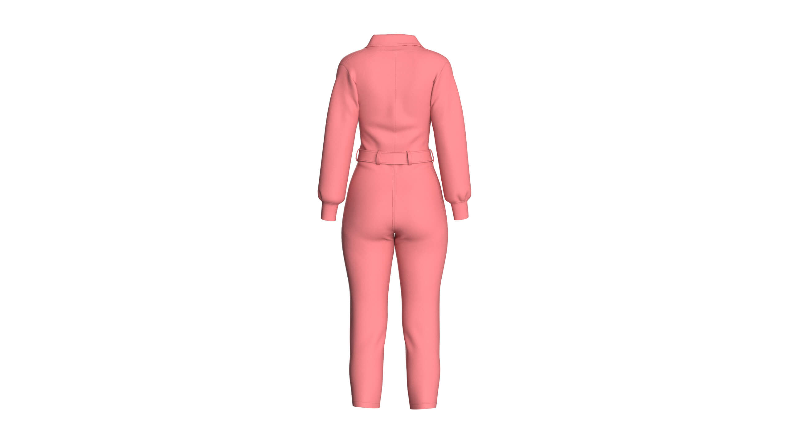Girls Shawl-Collar Wrap Jumpsuit with Belt 3D Model