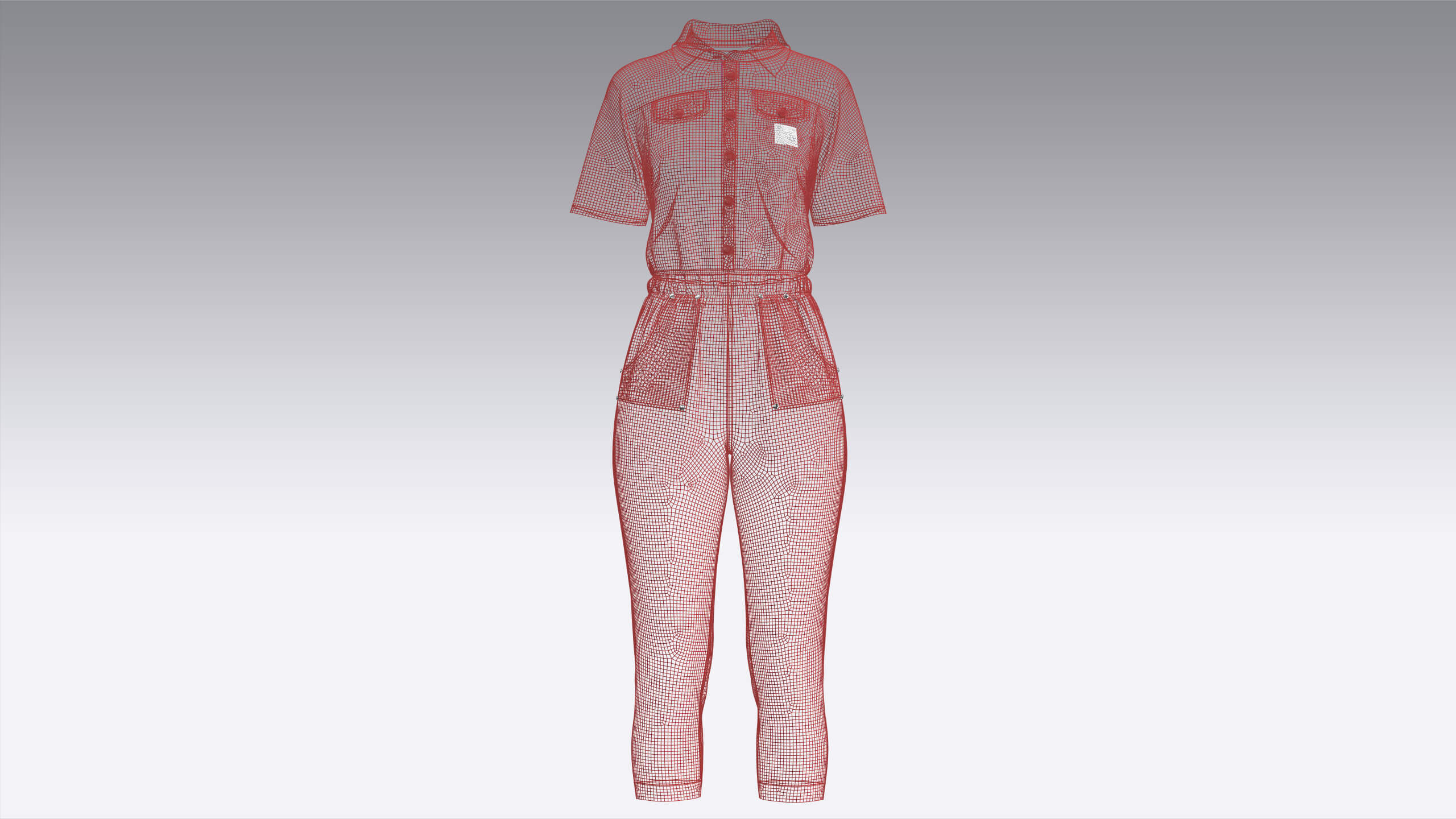 Girls Shirt Collar Button Placket Jumpsuit 3D Model