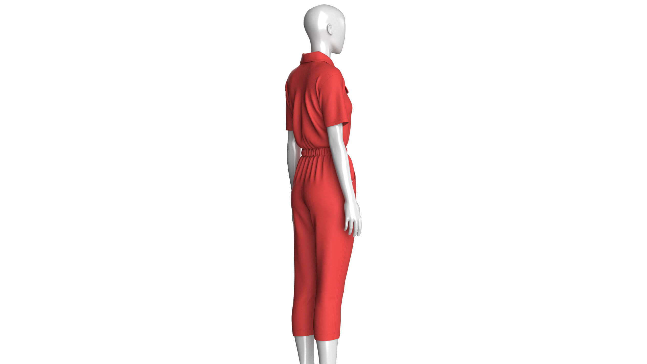 Girls Shirt Collar Button Placket Jumpsuit 3D Model