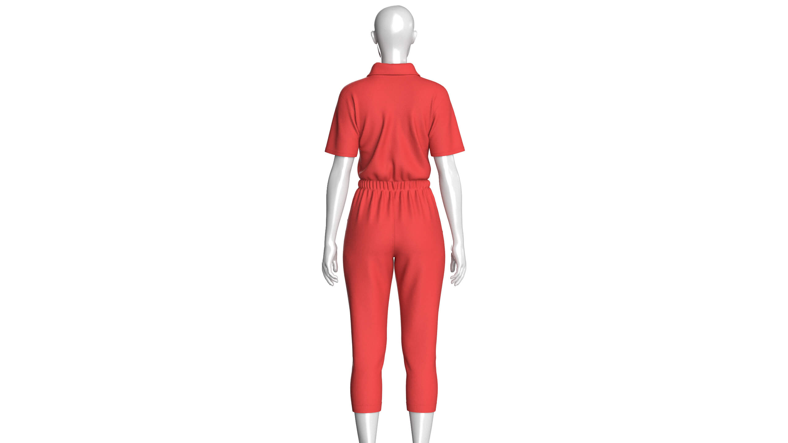 Girls Shirt Collar Button Placket Jumpsuit 3D Model