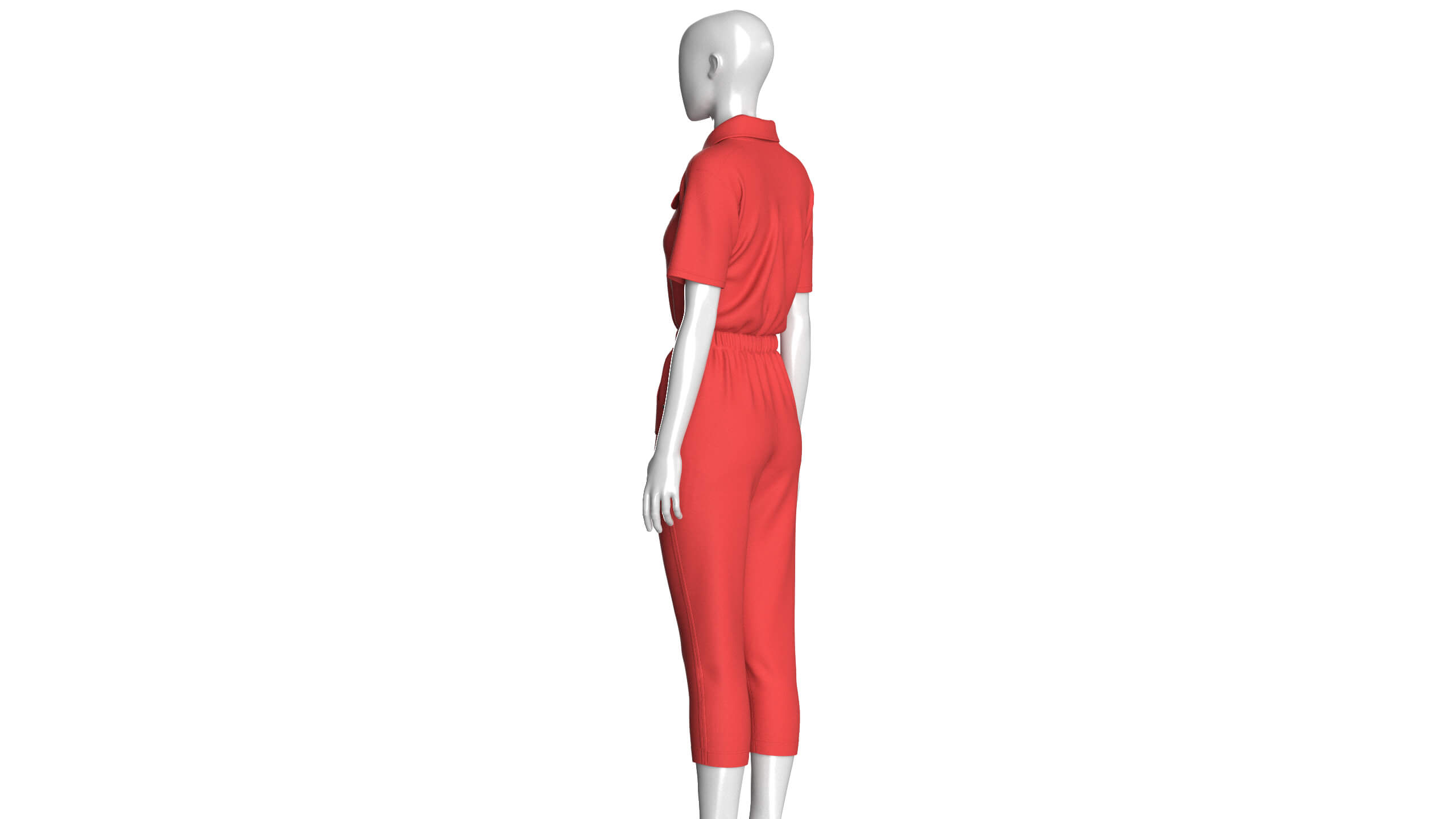 Girls Shirt Collar Button Placket Jumpsuit 3D Model
