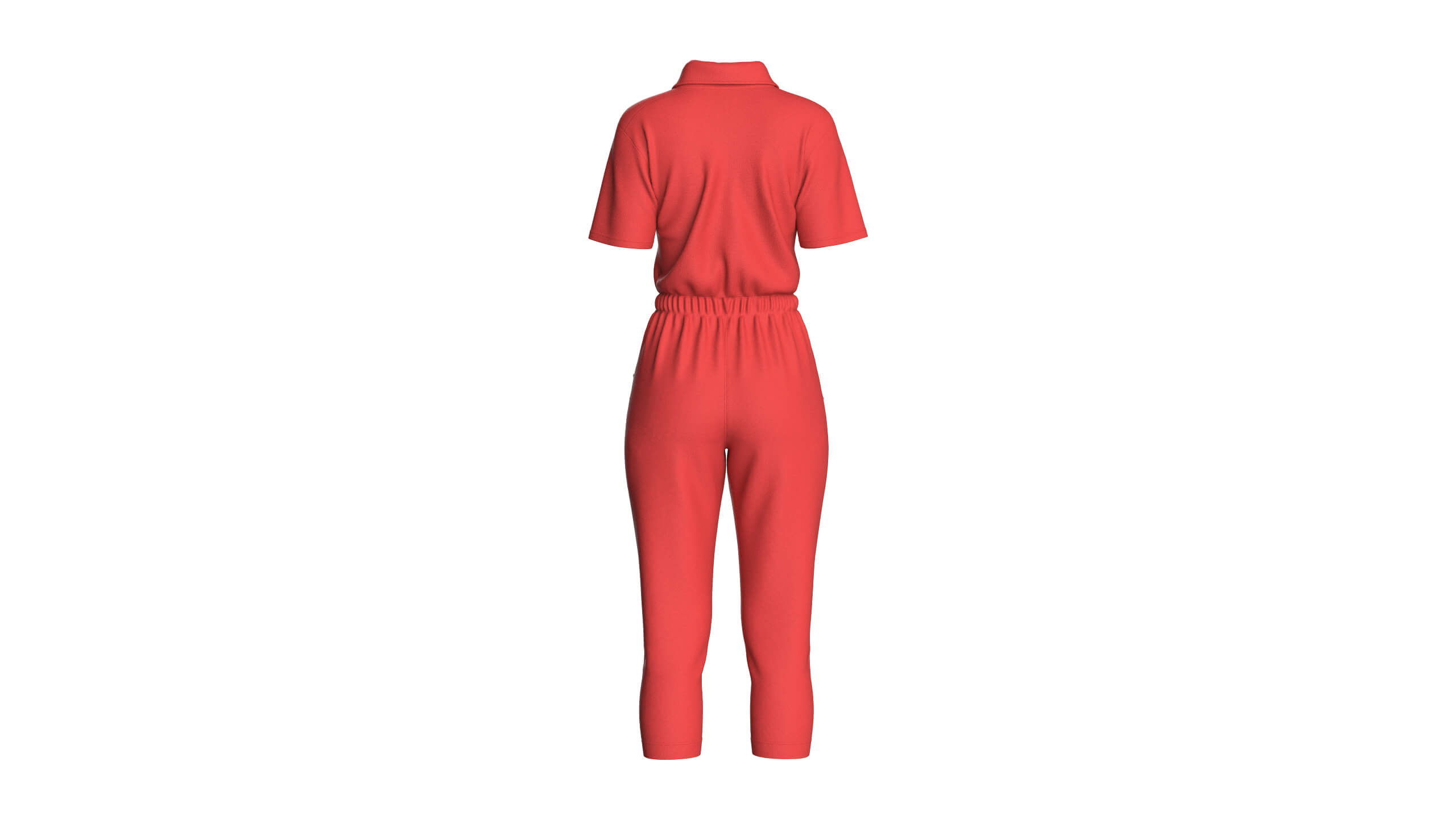 Girls Shirt Collar Button Placket Jumpsuit 3D Model
