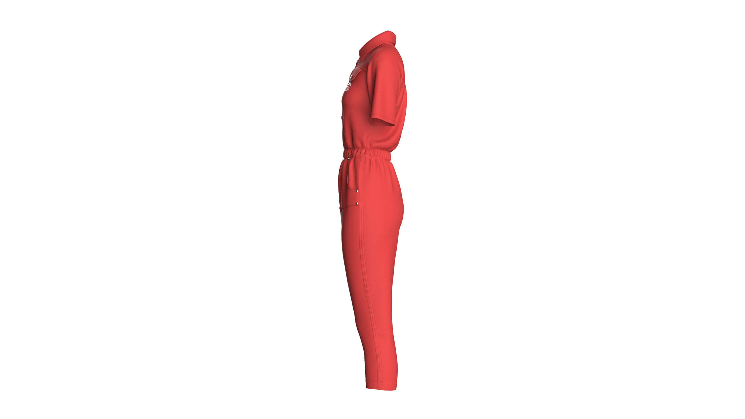 Girls Shirt Collar Button Placket Jumpsuit 3D Model