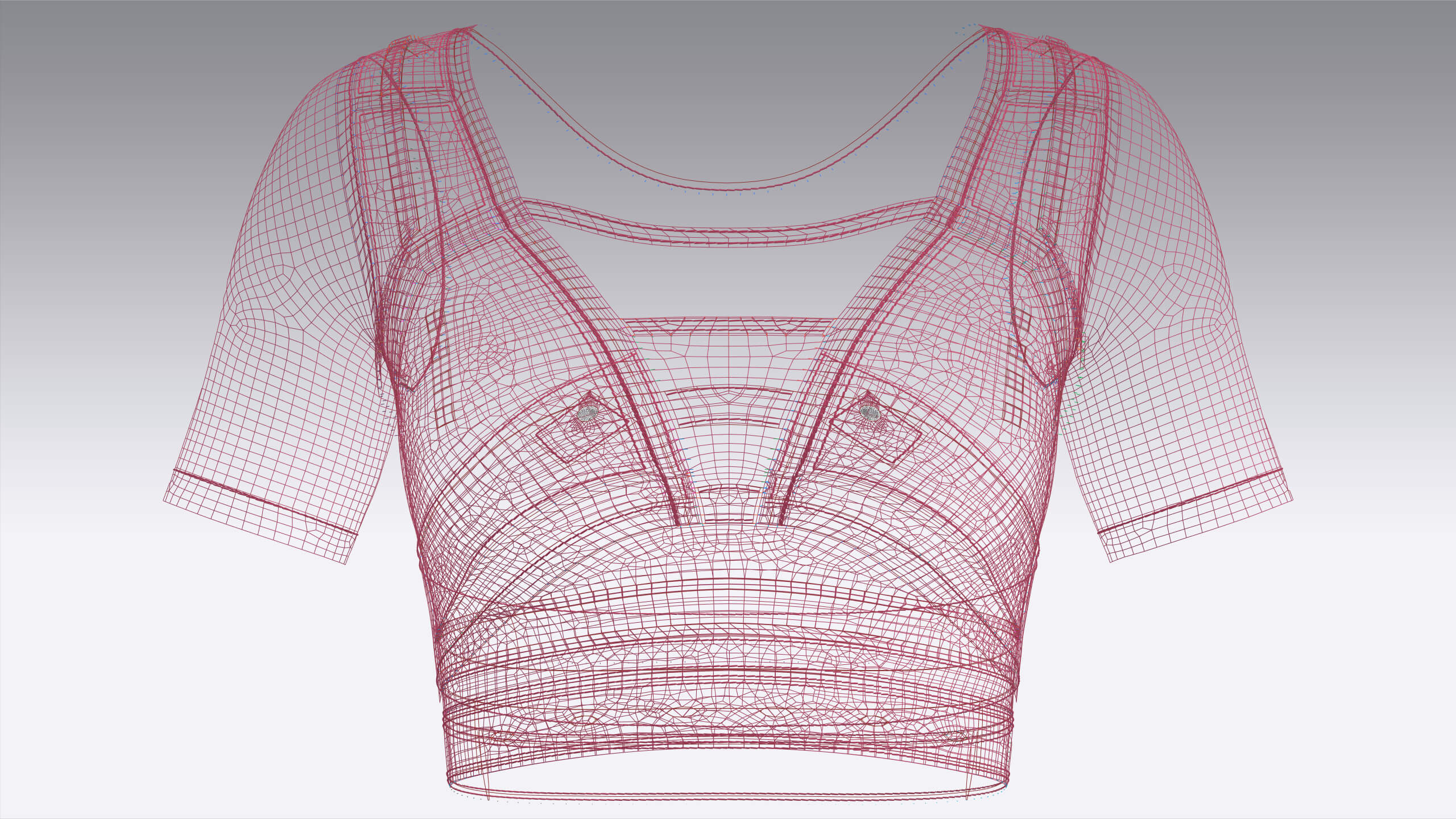 Girls Short-Sleeve Crop Top with Harness Straps 3D Model
