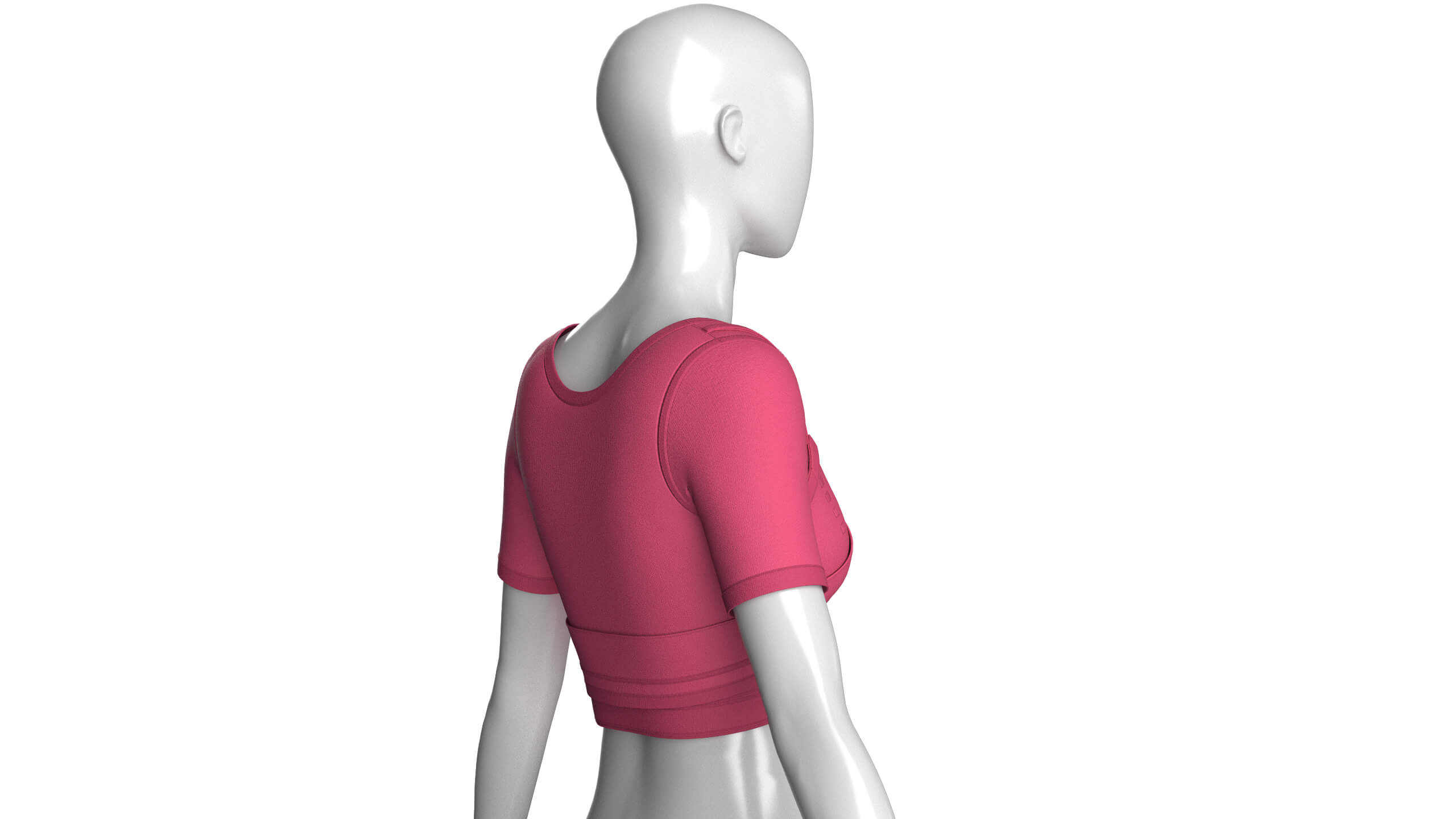 Girls Short-Sleeve Crop Top with Harness Straps 3D Model