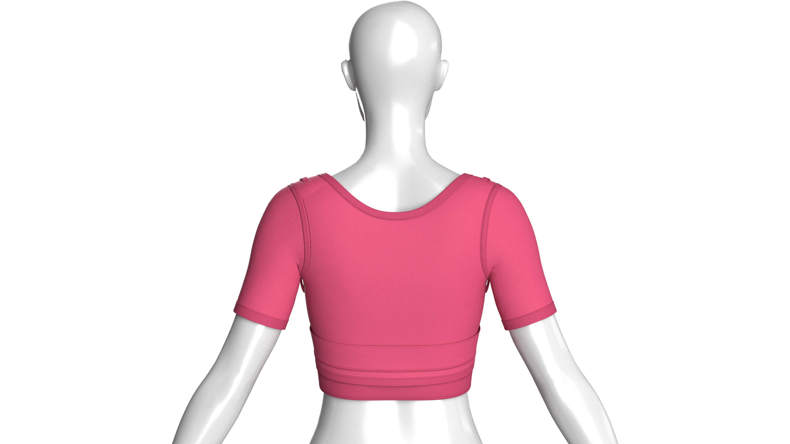 Girls Short-Sleeve Crop Top with Harness Straps 3D Model