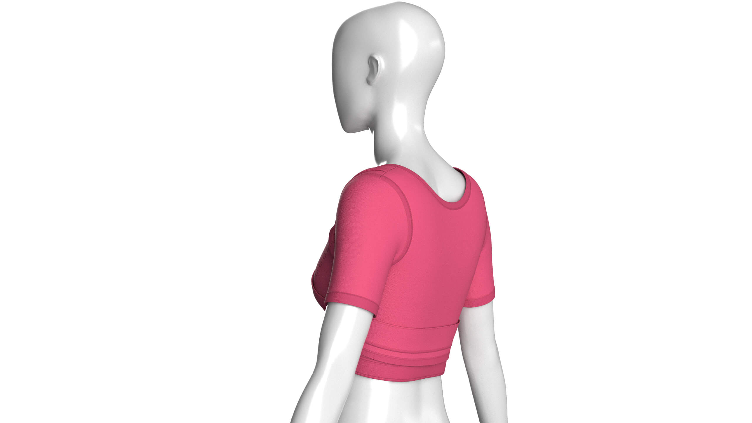Girls Short-Sleeve Crop Top with Harness Straps 3D Model