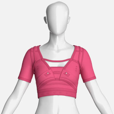 Girls Short-Sleeve Crop Top with Harness Straps
